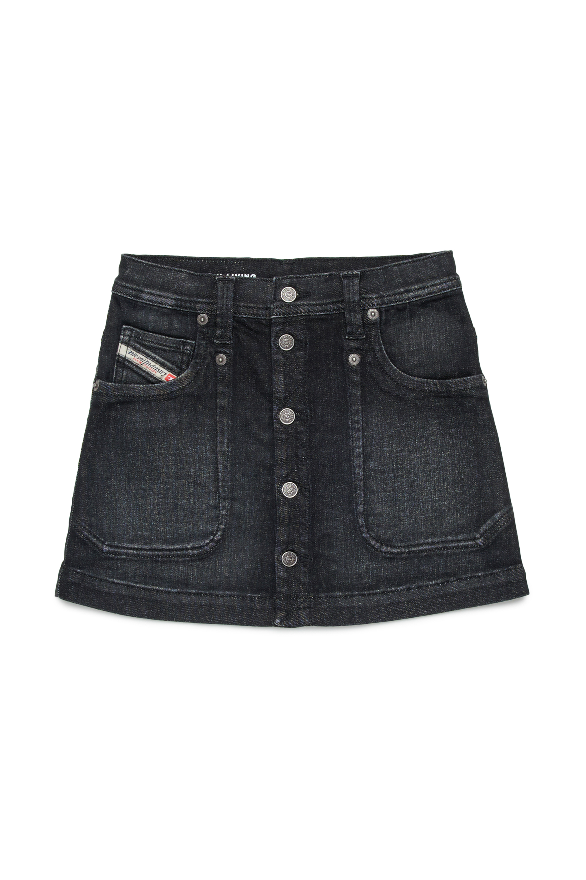 Diesel - GEALBUS, Woman's Denim skirt with front buttons in Black/Dark grey - 1