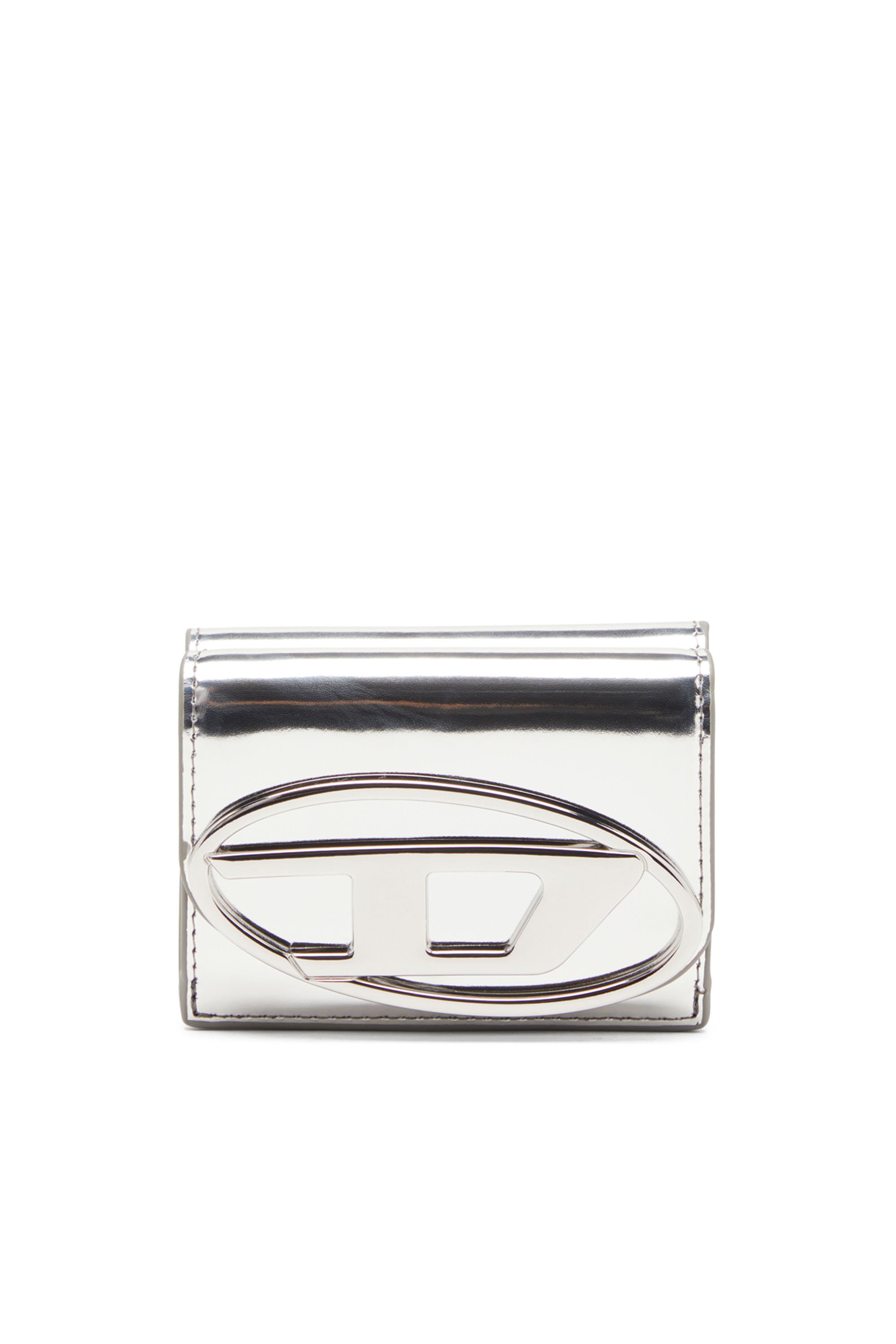 Diesel - 1DR TRI FOLD COIN XS II, Woman Tri-fold wallet in mirrored leather in Silver - Image 1