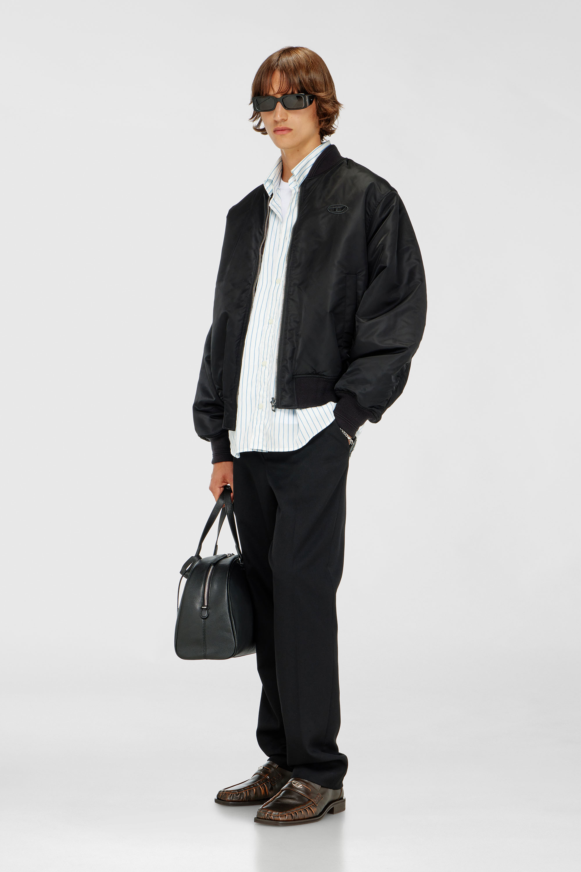 Diesel - W-TYPE-D1, Man's Padded bomber jacket with Oval D embroidery in Black - 2