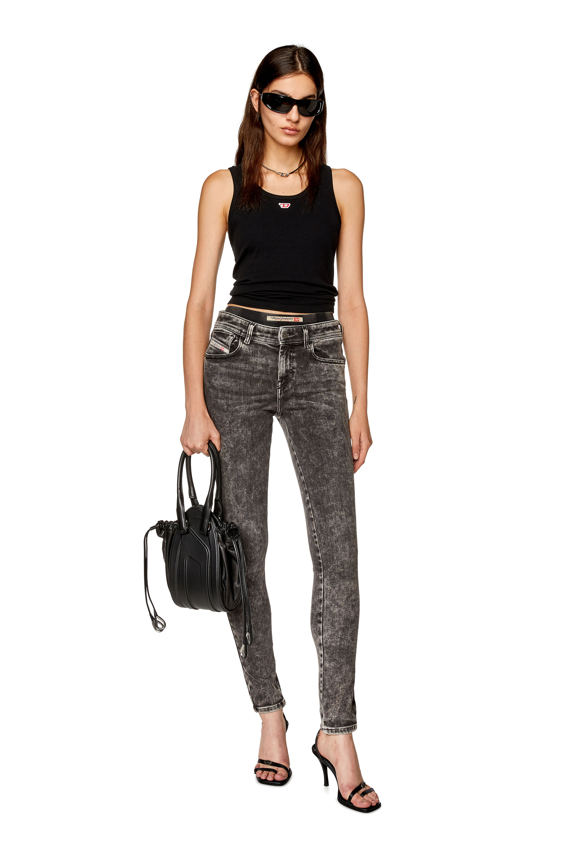 Diesel - Super skinny Jeans 2017 Slandy 09F80, Black/Dark grey - Image 4
