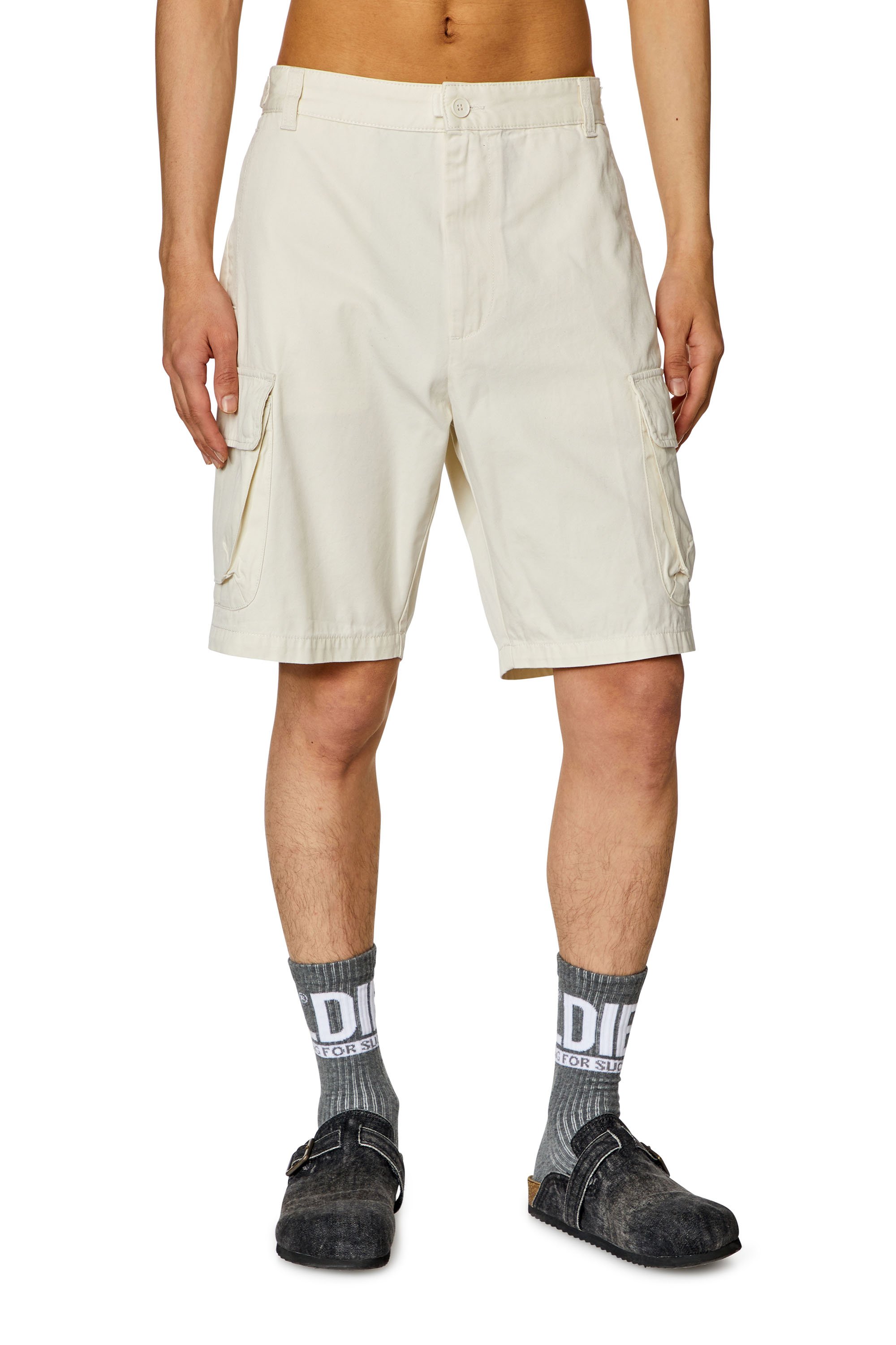 Diesel - P-ARGYM-SHORT, Man Twill cargo shorts in organic cotton in White - Image 1