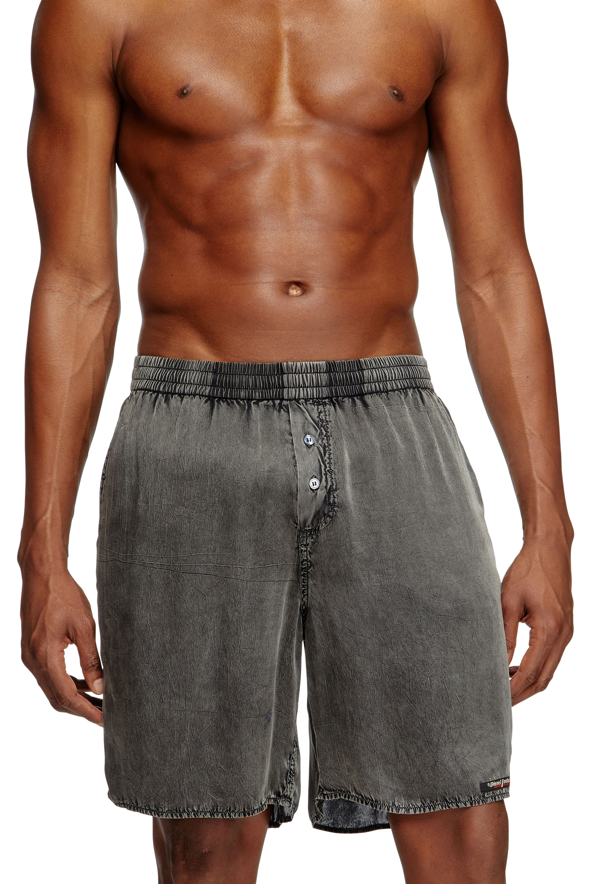 Diesel - SILVO-DNM, Man's Extra-long boxer shorts with denim effect in Dark grey - 2