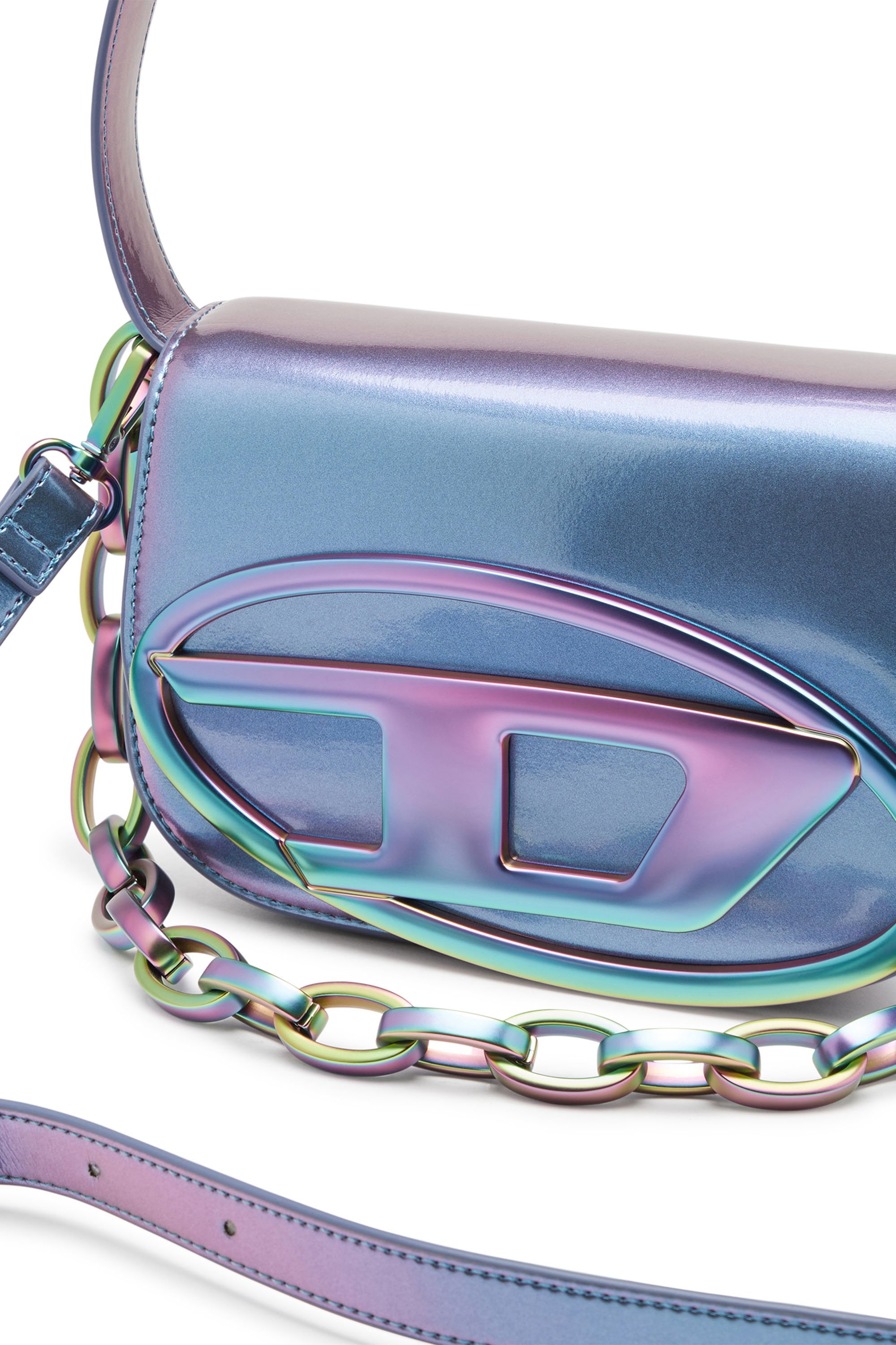 Diesel - 1DR, Woman 1DR-Iconic shoulder bag with iridescent effect in Blue - Image 6