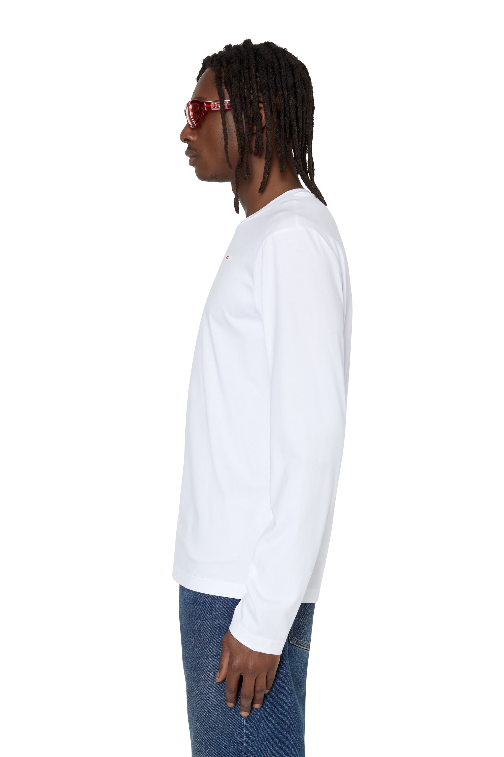 Diesel - T-DIEGOR-LS-MICRODIV, Man Long-sleeve T-shirt with micro logo in White - Image 6