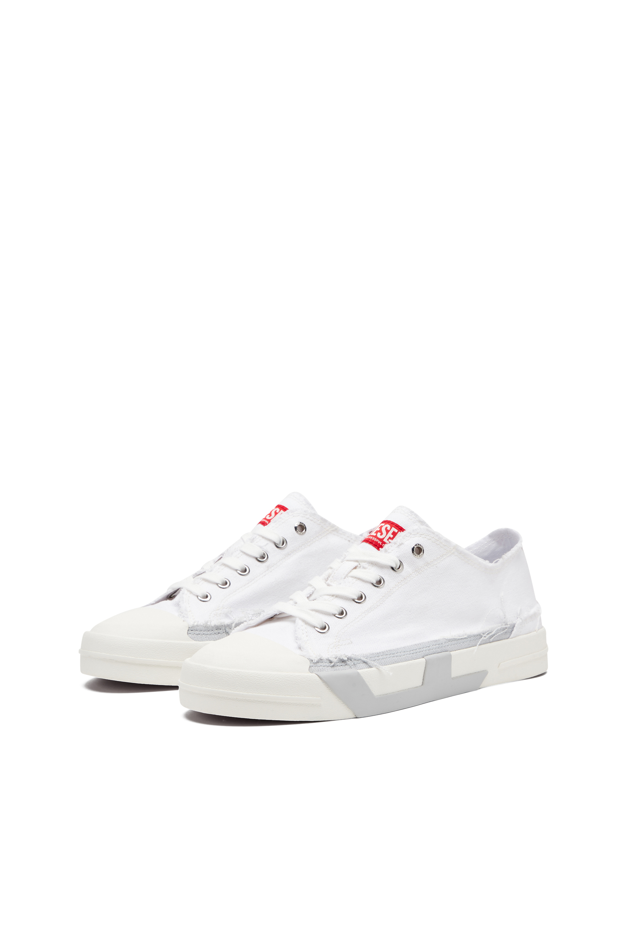 S-D-VERSE LOW W, White/Grey Diesel - S-D-VERSE LOW W, Woman's S-D-Verse-Sneakers in frayed canvas in White/Grey - 8