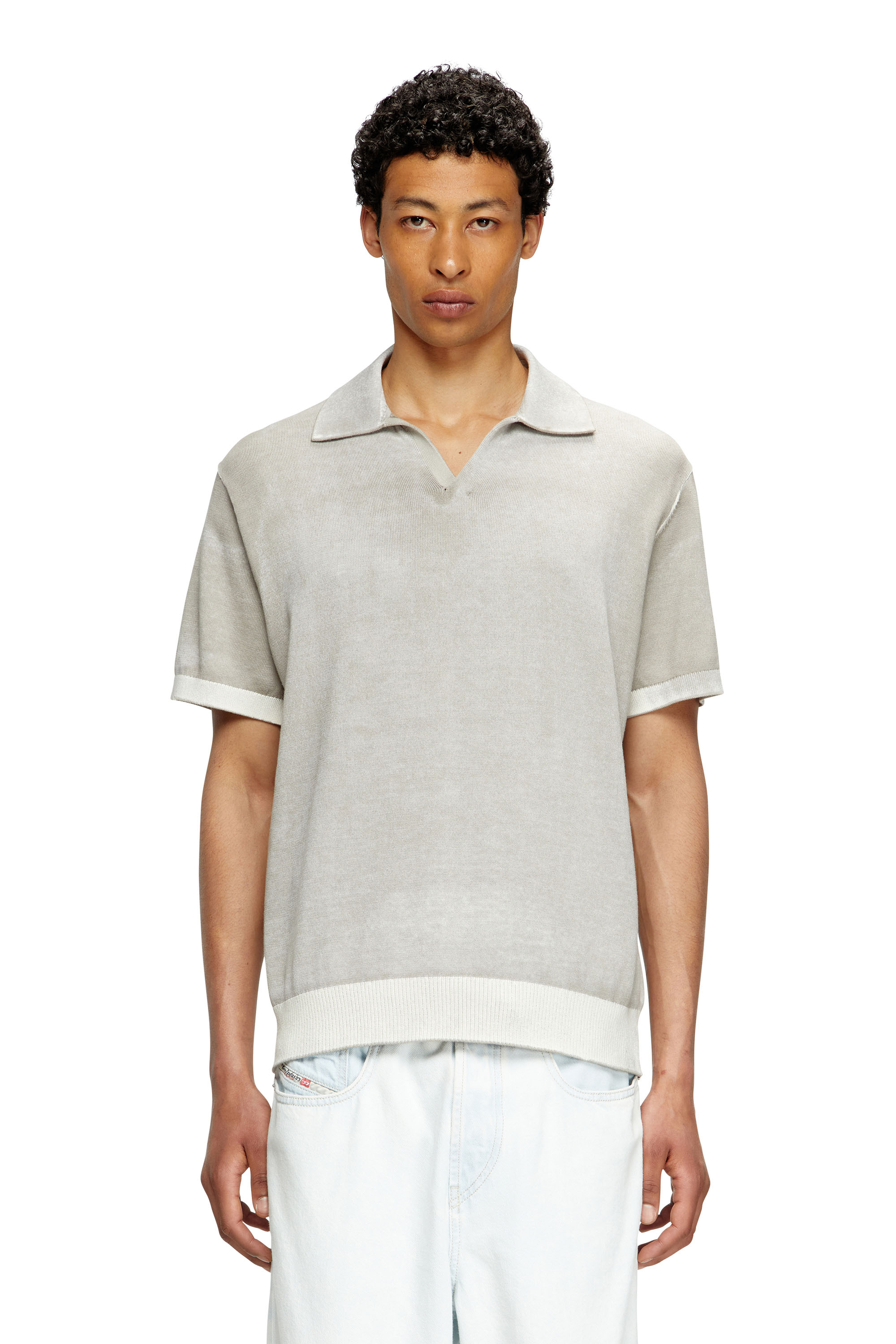 Diesel - K-LORENZO-SS, Man's Reverse-print short-sleeve polo jumper in Grey - 1