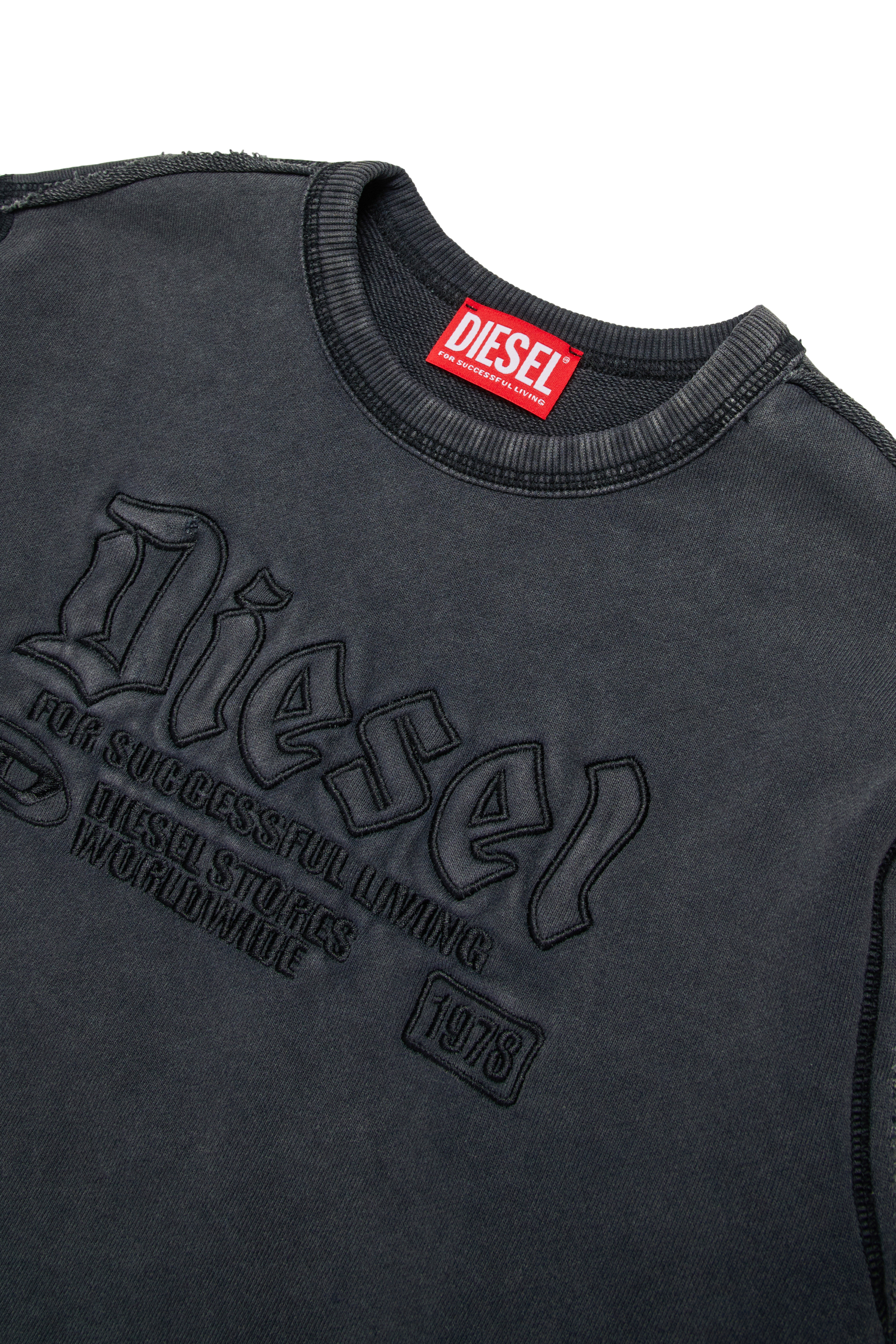 Diesel - SBOXTRAW OVER, Man's Cotton sweatshirt with embossed logo in Black - 4