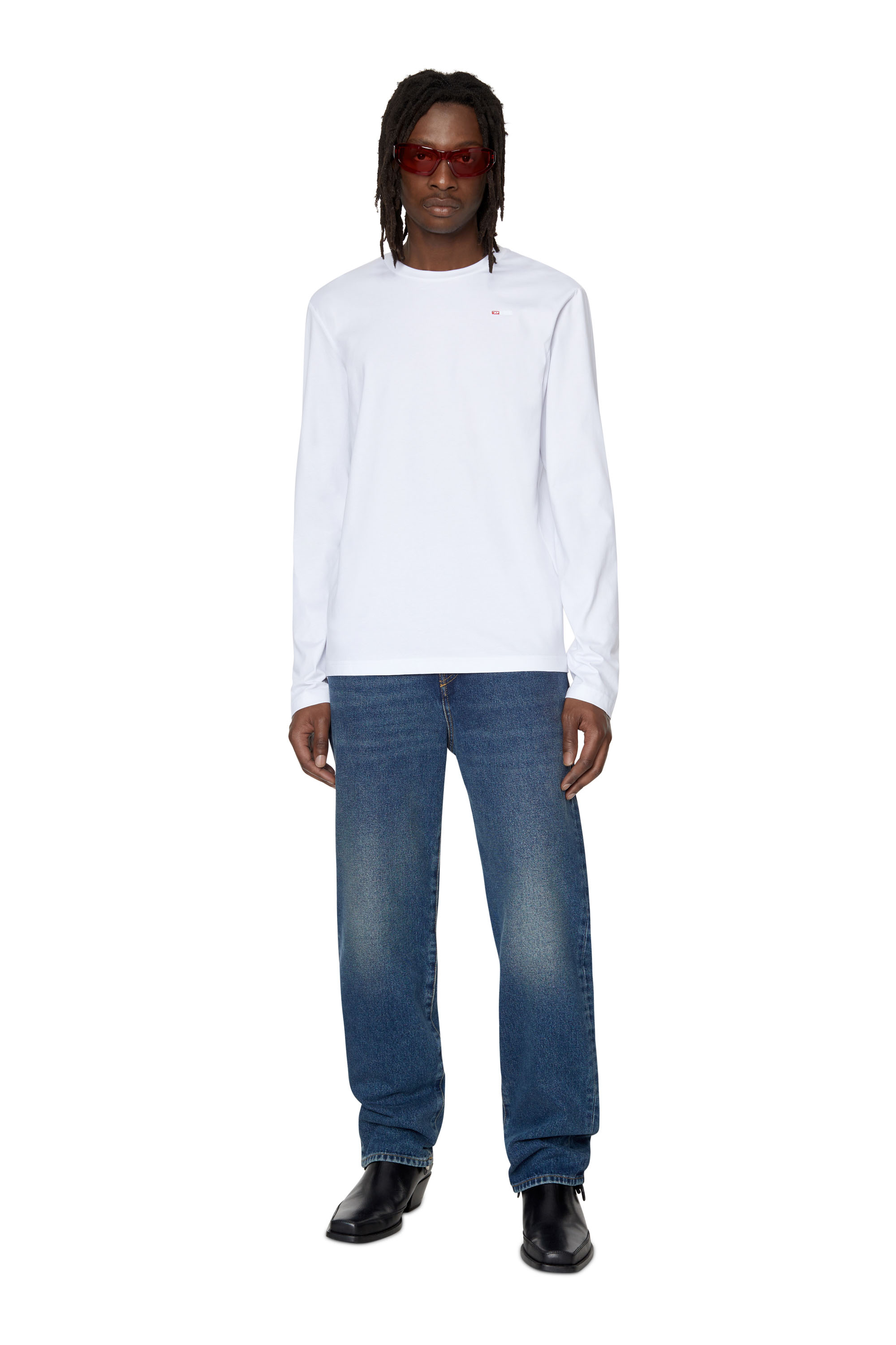 Diesel - T-DIEGOR-LS-MICRODIV, Man Long-sleeve T-shirt with micro logo in White - Image 2