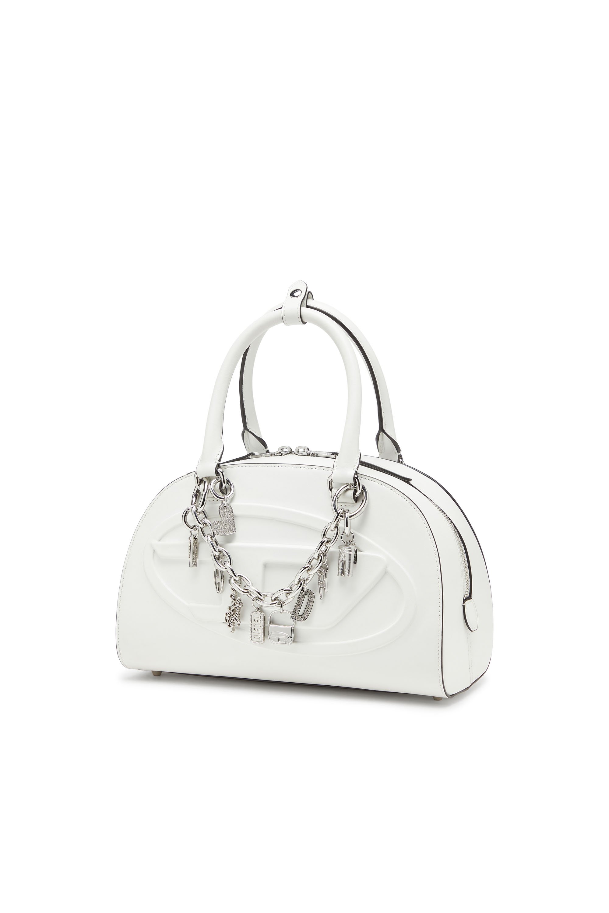 Diesel - CHARM-HEART, Woman's Metal heart charm with rhinestones in Silver - 2