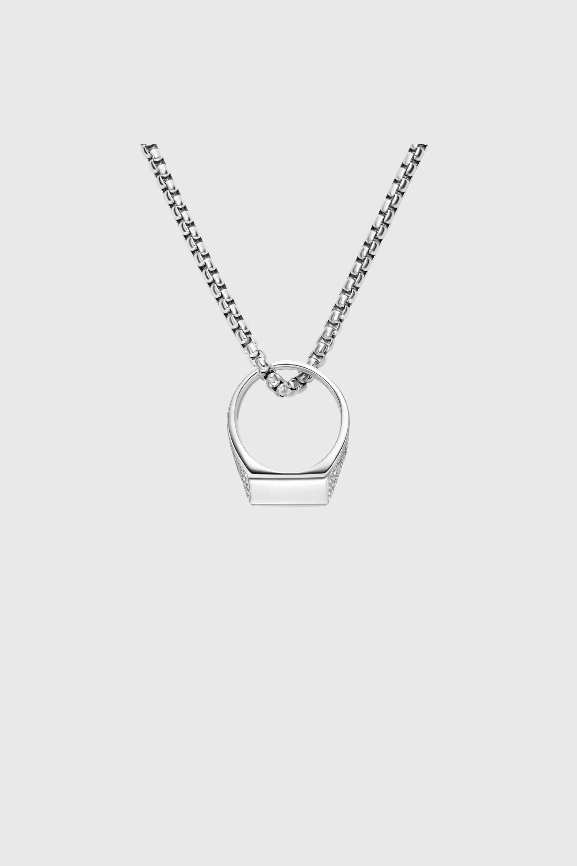 Diesel - DX1741040, Unisex's Stainless steel pave pendant necklace in Silver - 3