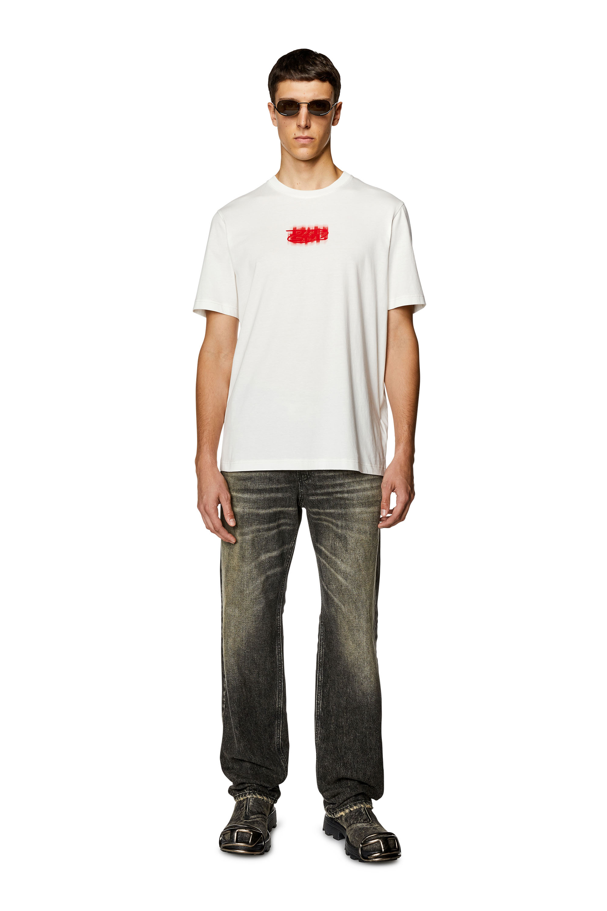 Diesel - T-JUST-N4, Man Logo-flocked T-shirt in organic cotton in White - Image 2