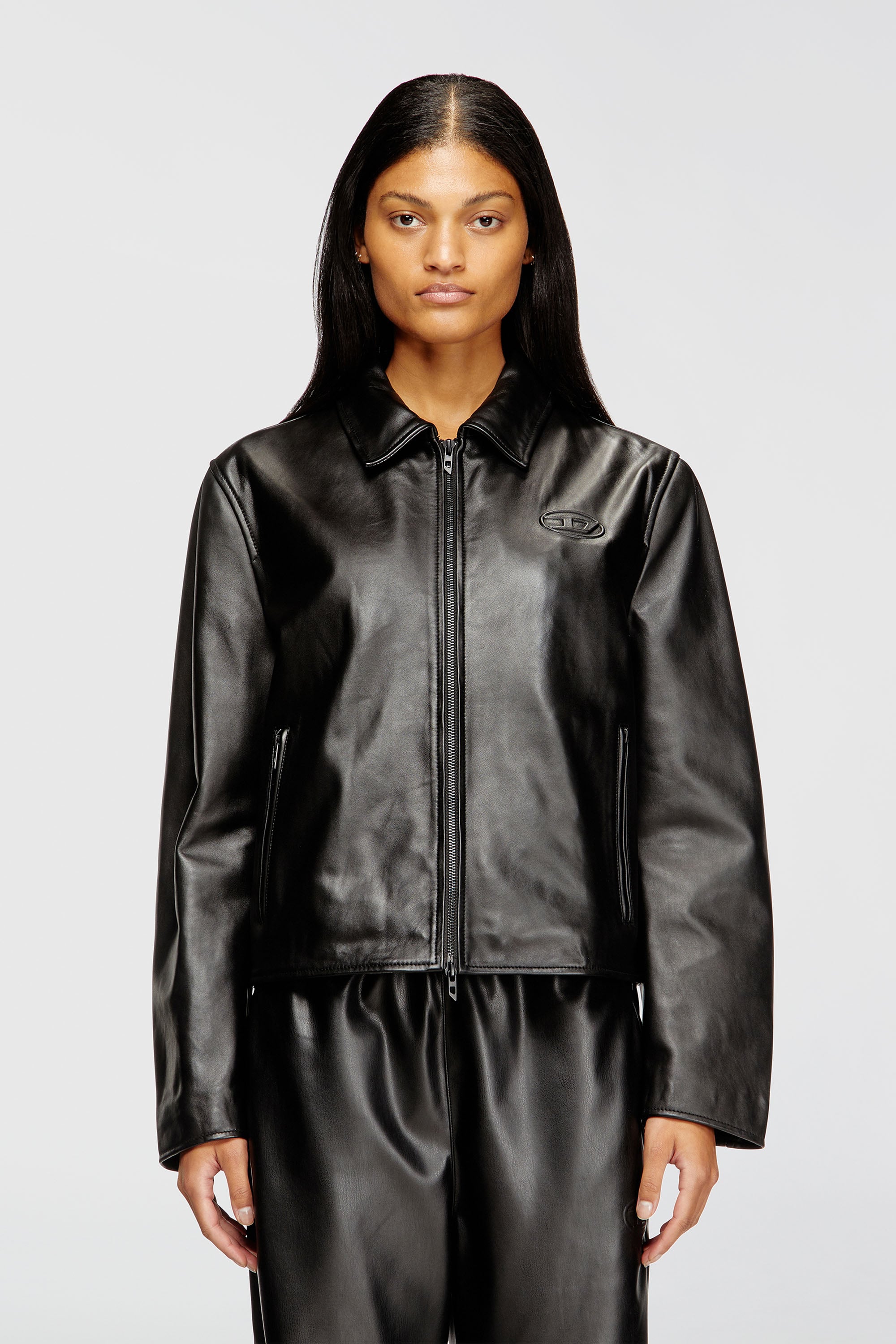 Diesel - L-AMAR-FEM-S2, Woman's Coach jacket in leather in Black - 1