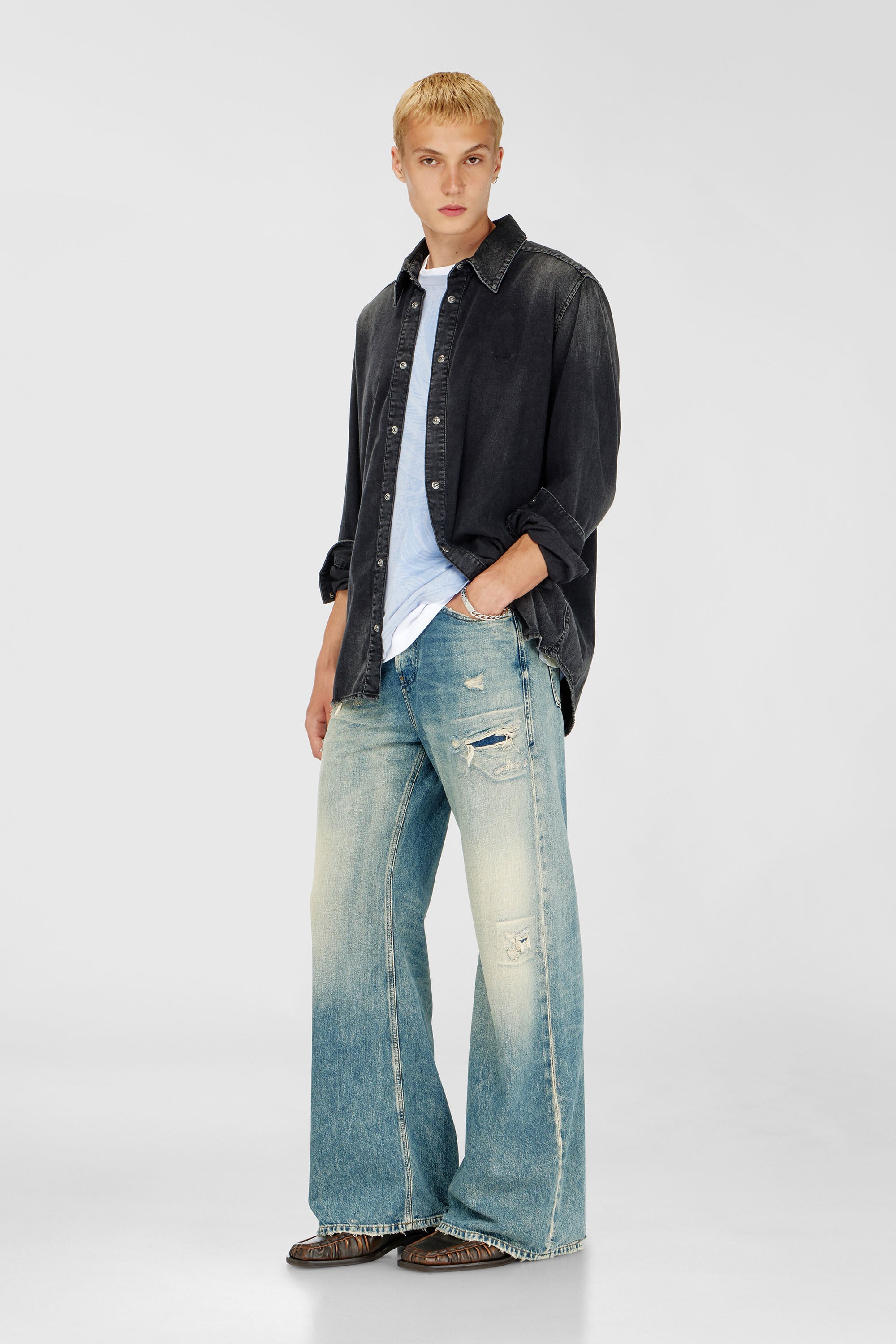 Diesel - D-SIMPLY, Man's Long-sleeve denim shirt in Black - 2