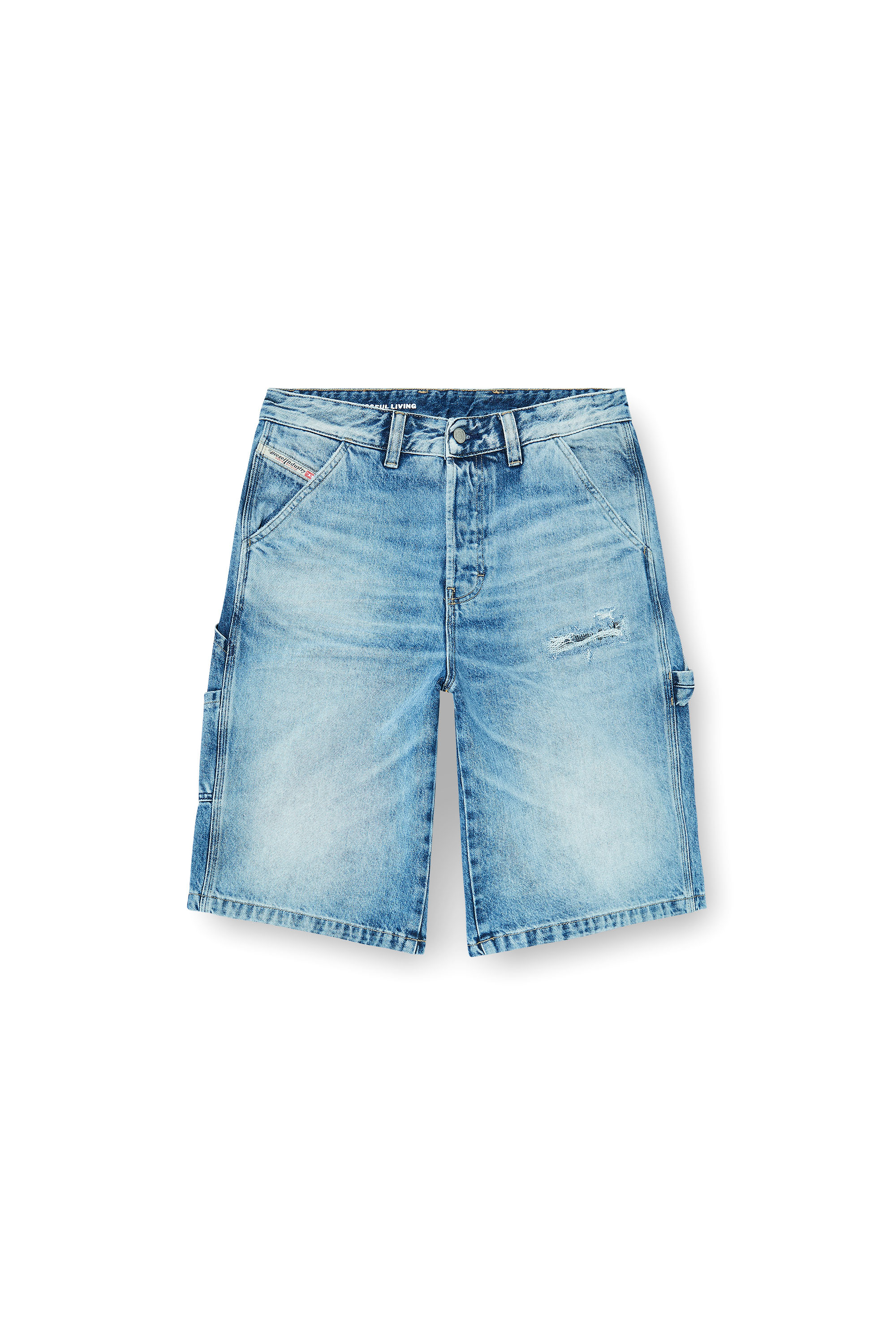 Diesel - D-LIVERY-W-SHORT, Man's Relaxed shorts in fluid denim with abrasions in null - 2