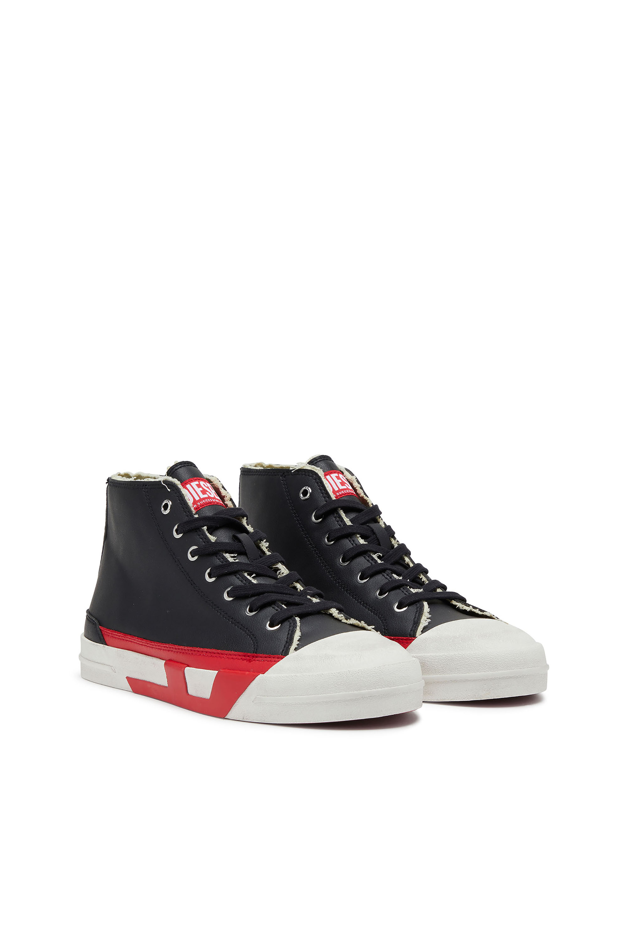 Diesel - S-D-VERSE MID II, Man's S-D-Verse Vulcanized shoes with D logo in Black/Red - 3