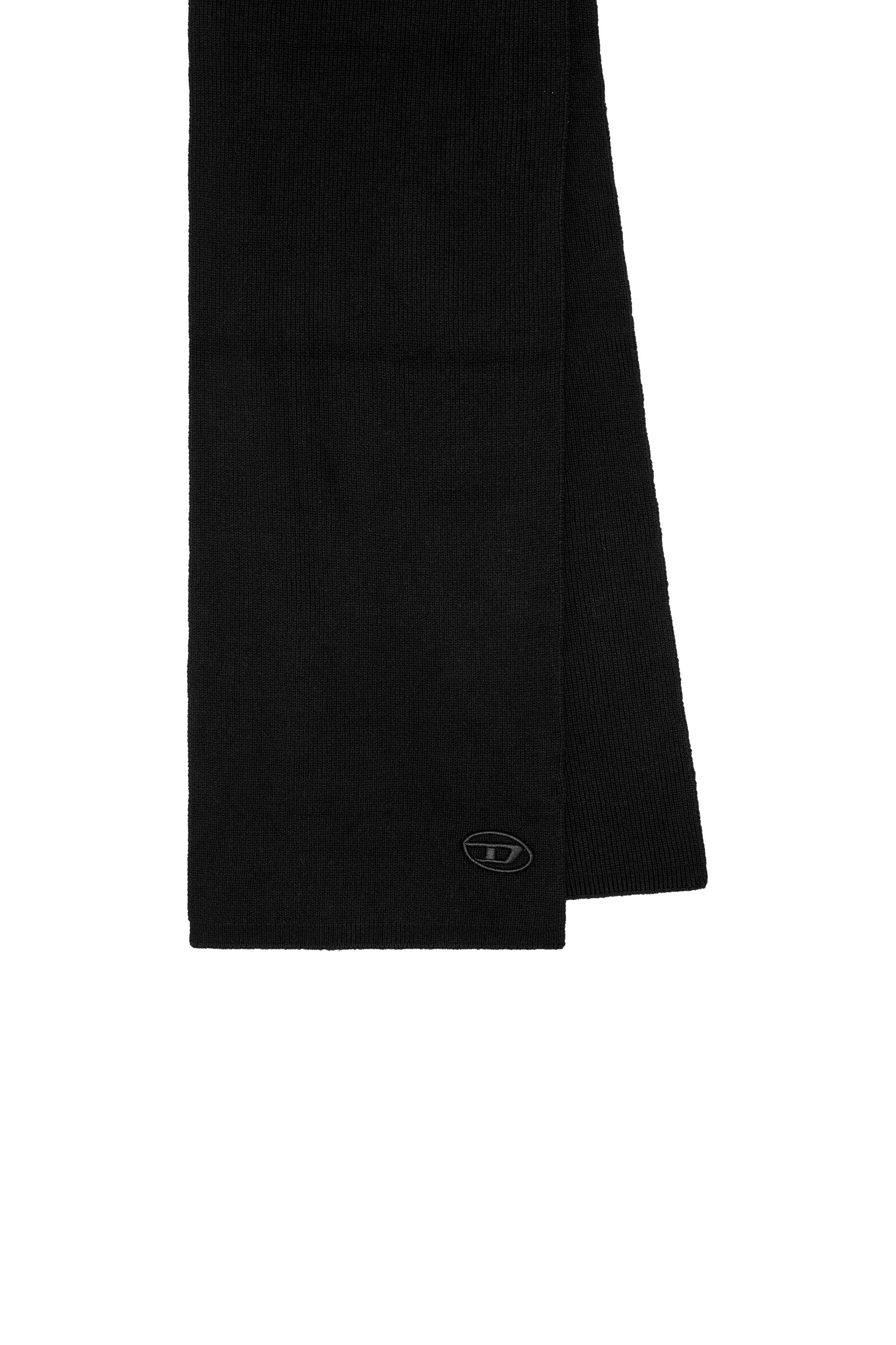 Diesel - K-CODER SCARF, Unisex Ribbed wool-blend scarf in Black - Image 3