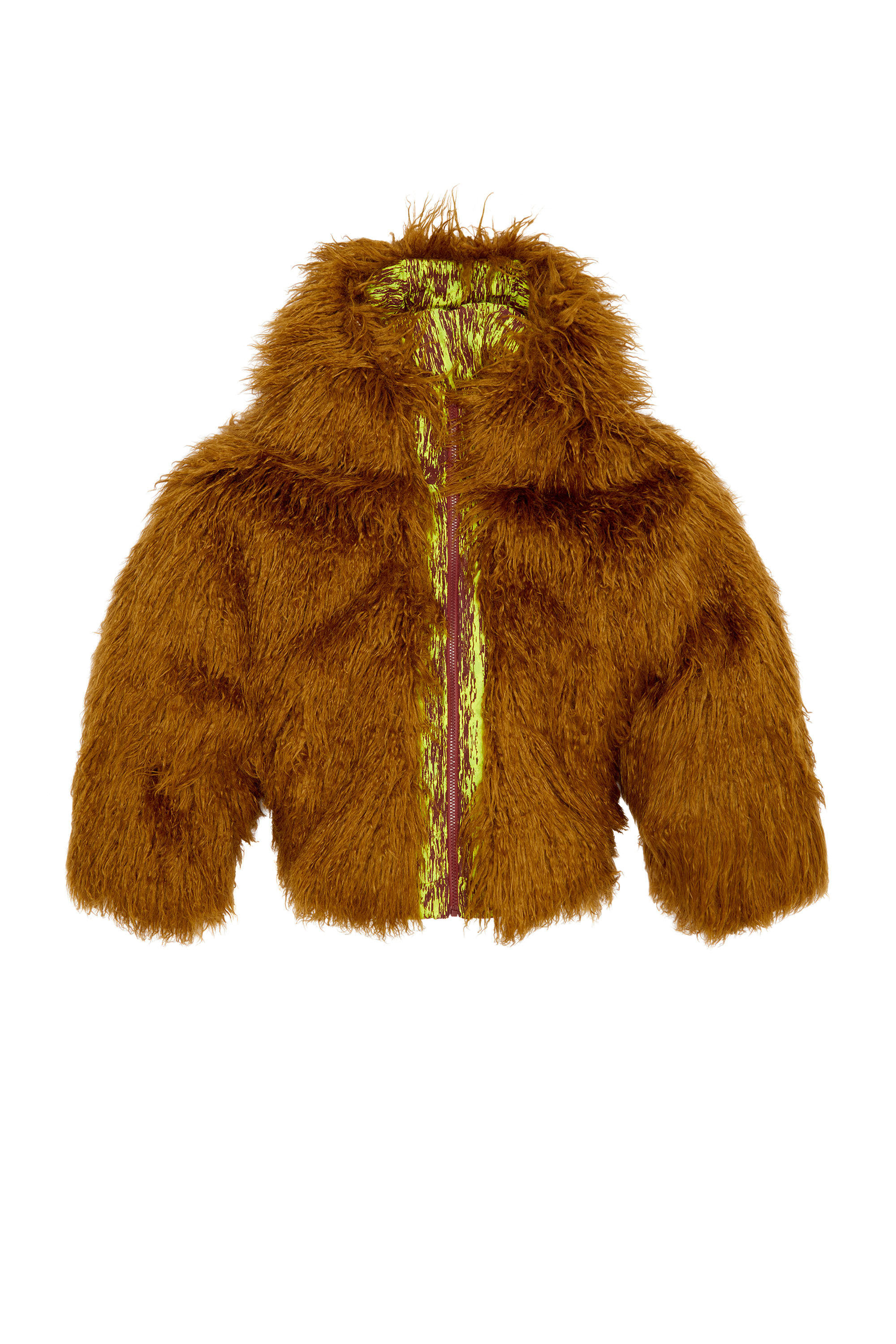 Diesel - W-ASABI, Woman's Reversible devoré and shaggy hair jacket in Brown - 6