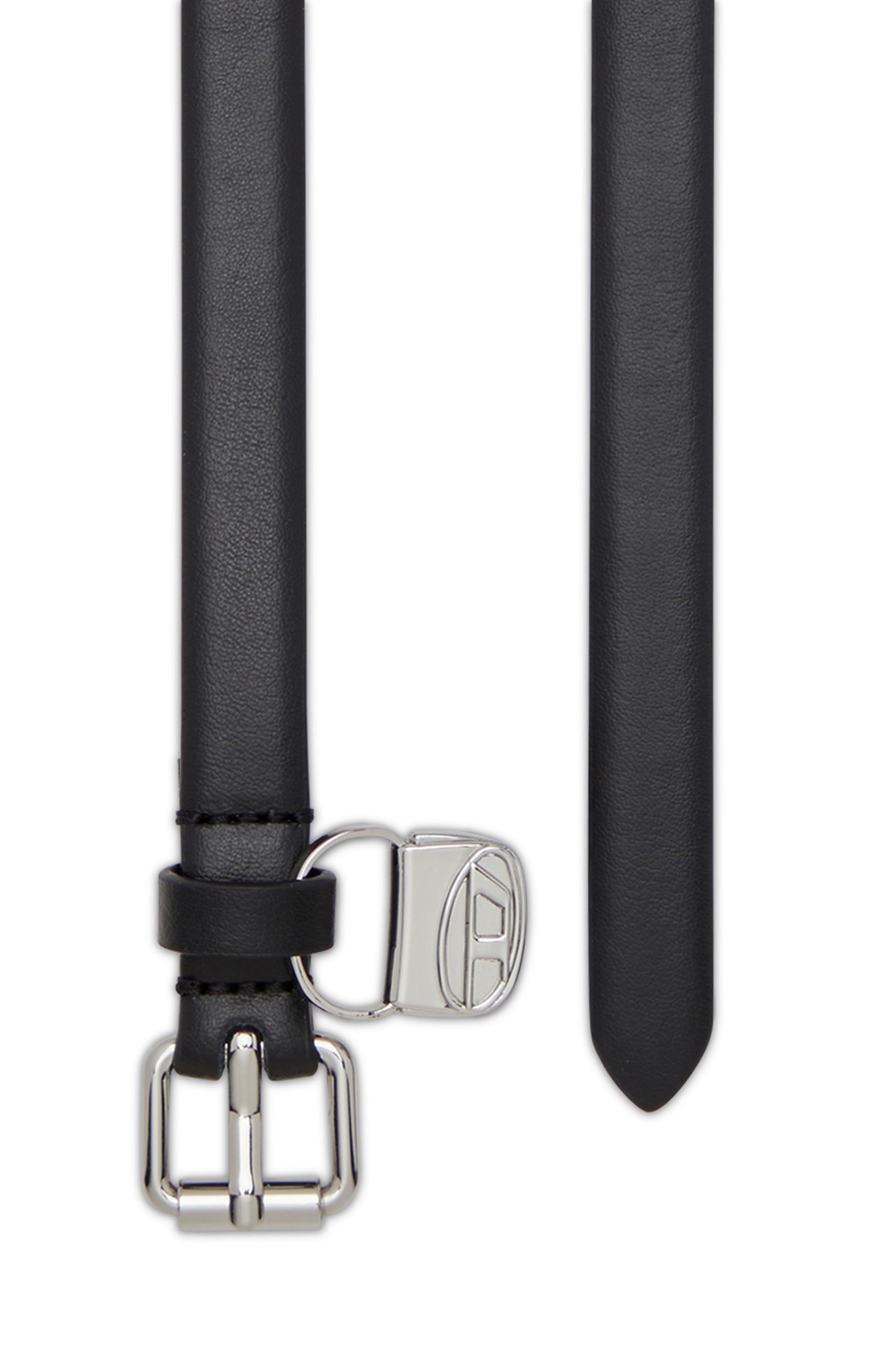 Diesel - B-CHARM HIP, Woman Slim leather belt with 1DR bag charm in Black - Image 2