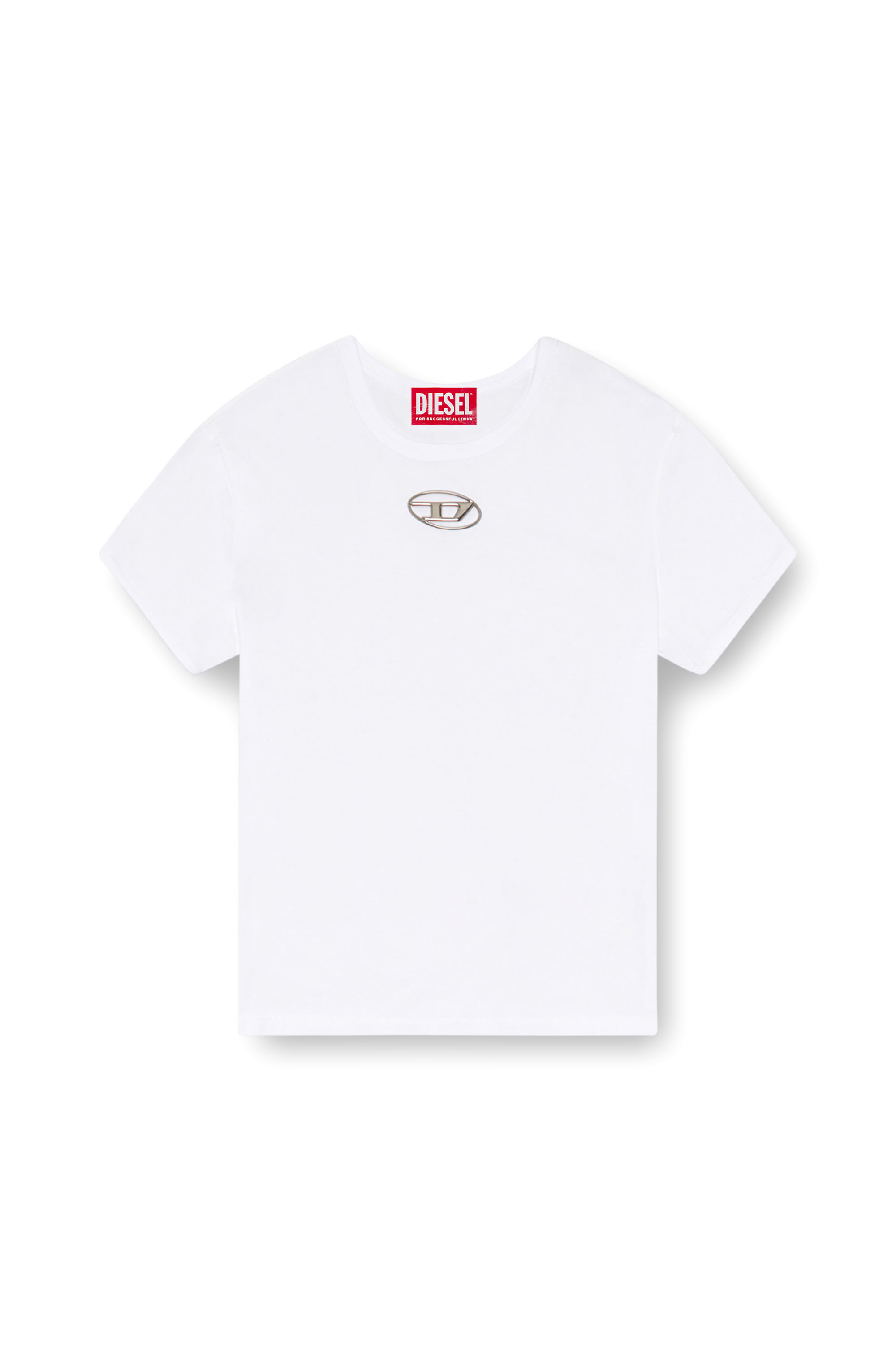 Diesel - T-UNCUTIE-LONG-OD, Woman T-shirt with injection-moulded Oval D in White - Image 5