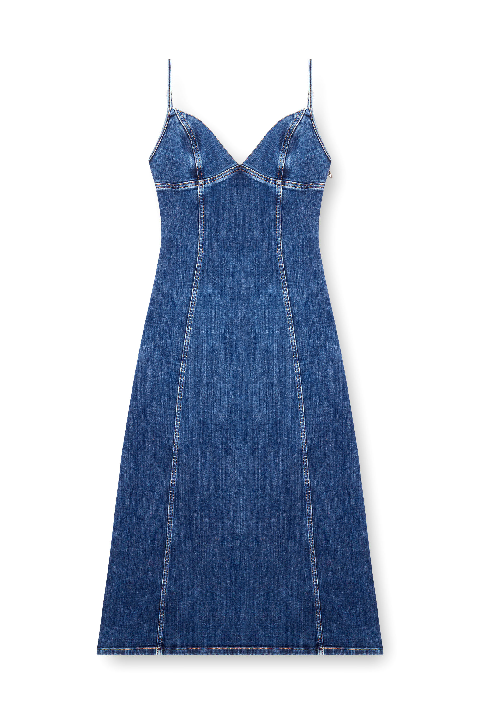 Diesel - DE-FULVY-DRESS-D, Woman Strappy midi dress in denim in Blue - Image 2