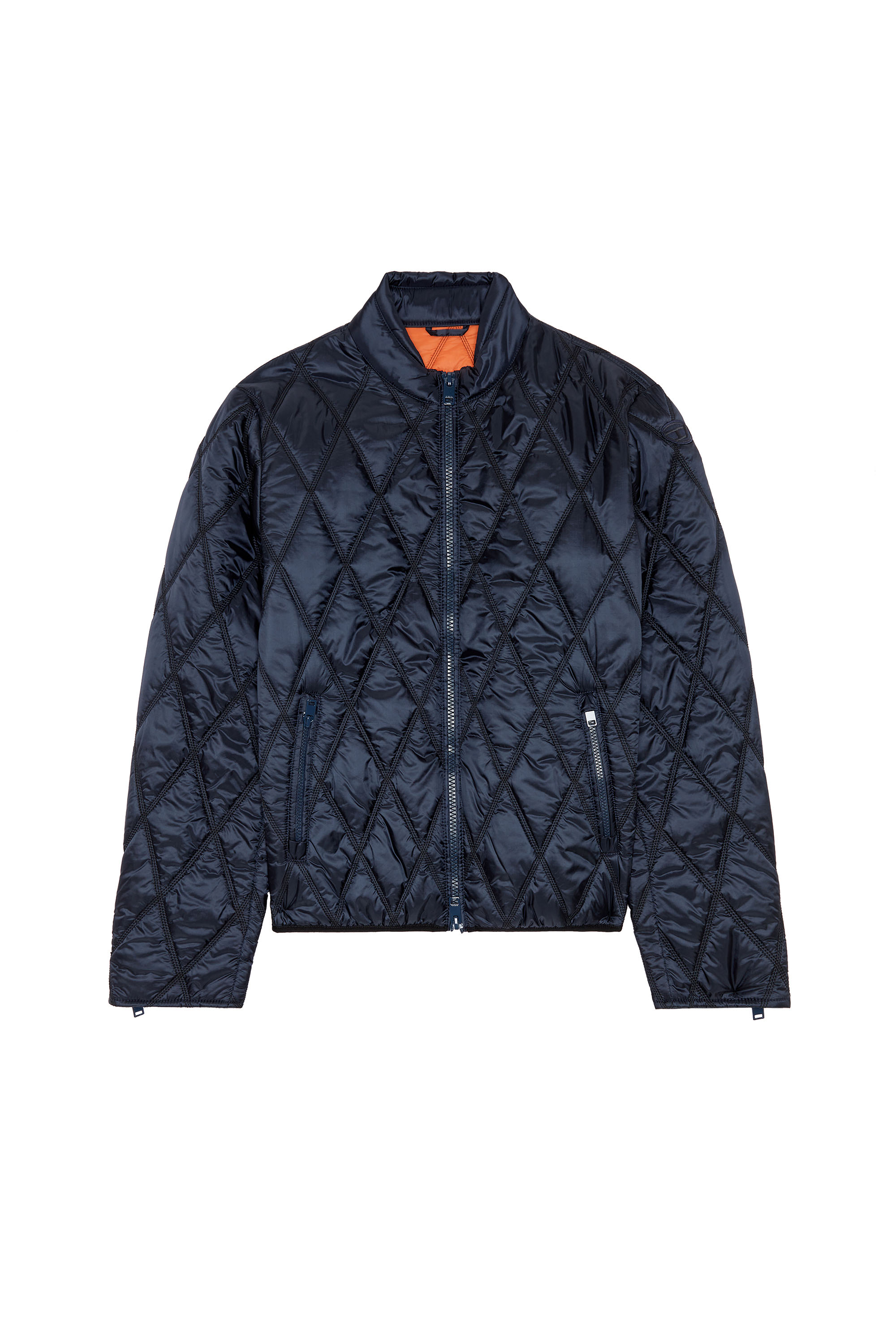 Diesel - J-NIEL, Man Mock-neck jacket in quilted nylon in Blue - Image 3