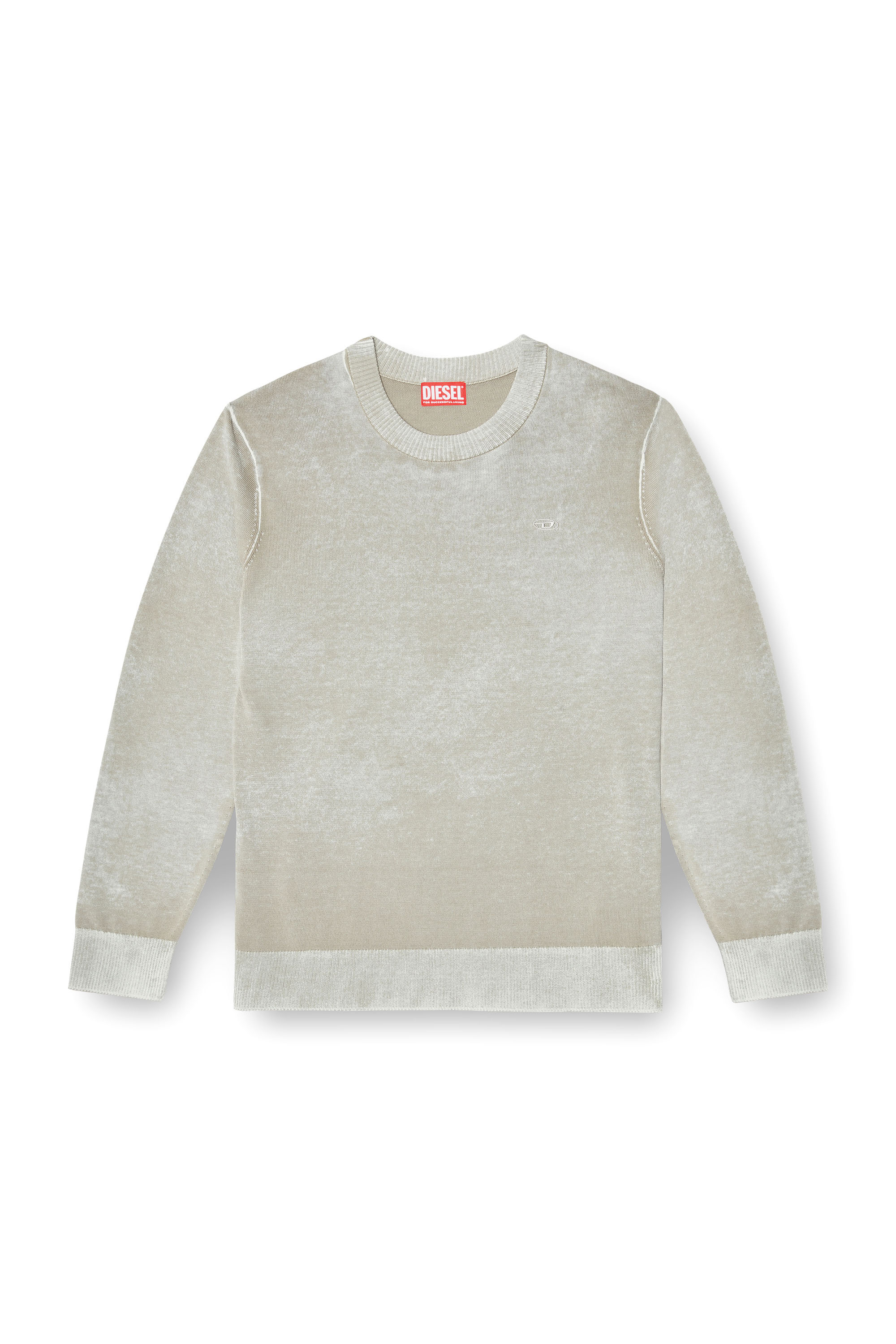 Diesel - K-LAURENT, Man's Jumper with faded reverse print in Light Grey - 2