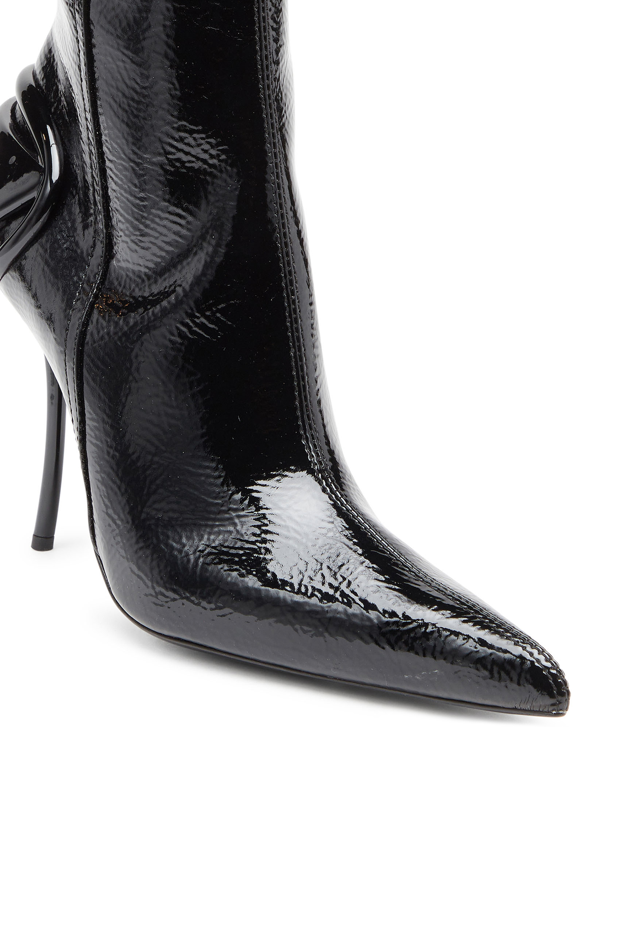 Diesel - D-TEN&HALF HB, Woman's D-Ten&Half-Glossy knee-high boots with curved heel in Black - 5