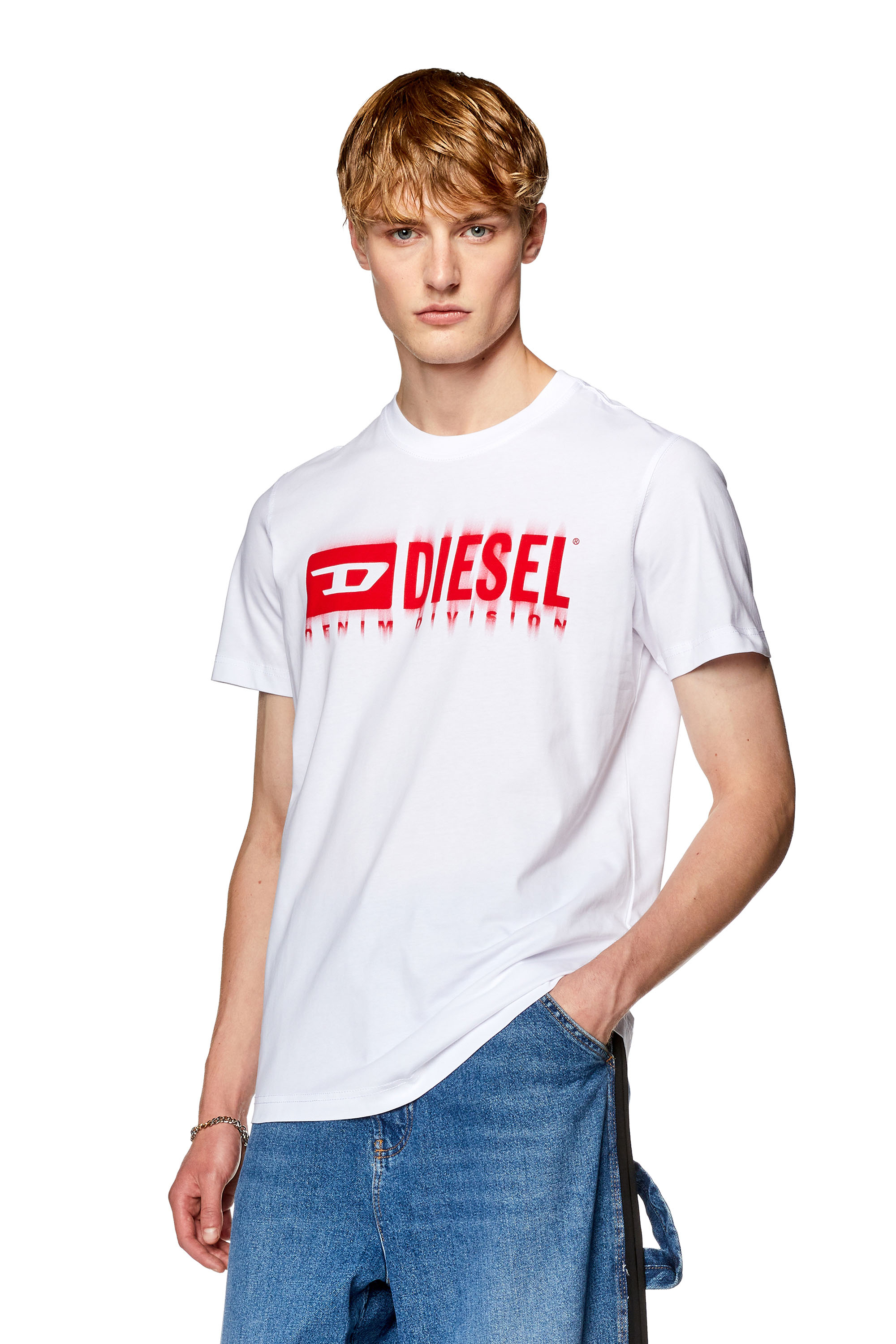 Diesel - T-DIEGOR-L6, Man T-shirt with smudged logo print in White - Image 1