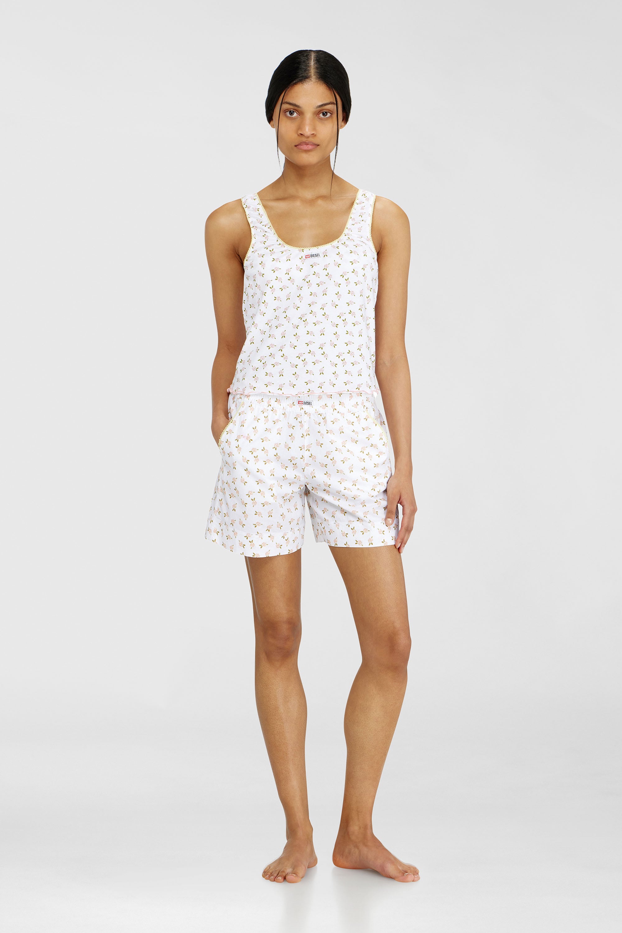 Diesel - GEORGIE-D-CORE, Woman's Stretch cotton top with floral print in White - 2