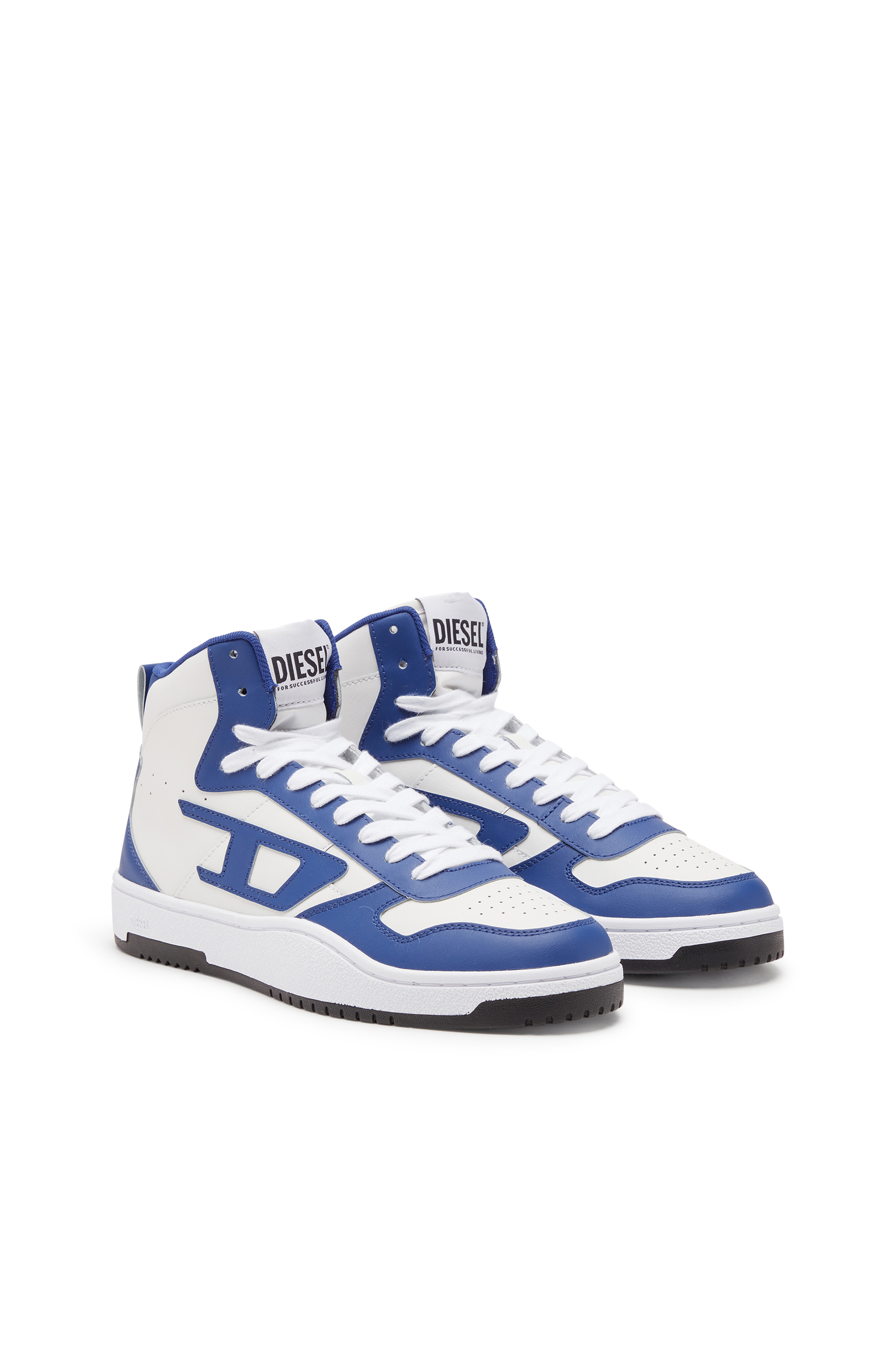 Diesel - S-UKIYO V2 MID, Man's S-Ukiyo-High-top sneakers in leather in White/Blue - 2