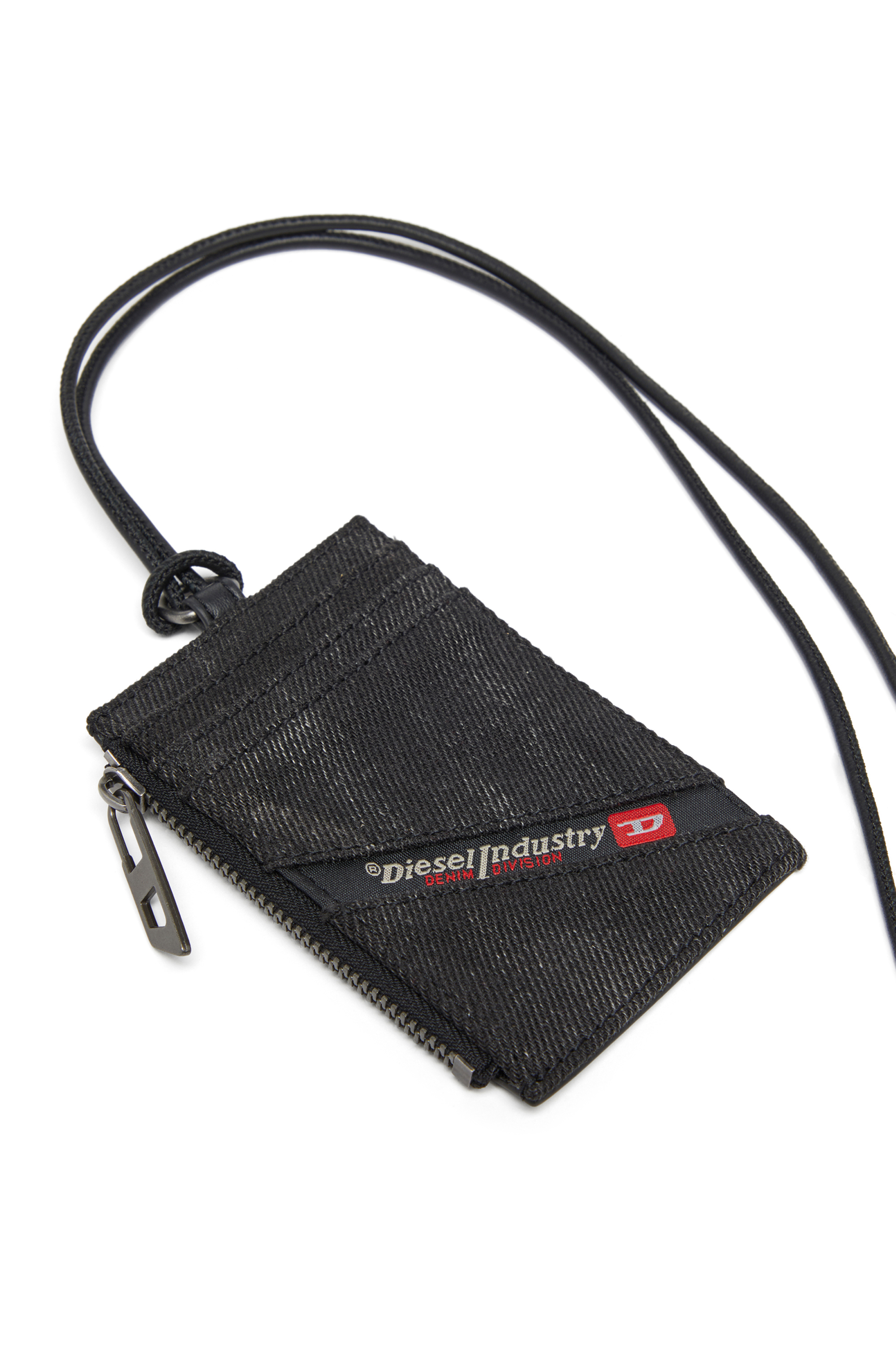 Diesel - MULTI-PKTS BADGE HOLDER, Man's Denim badge holder with leather details in Black - 3