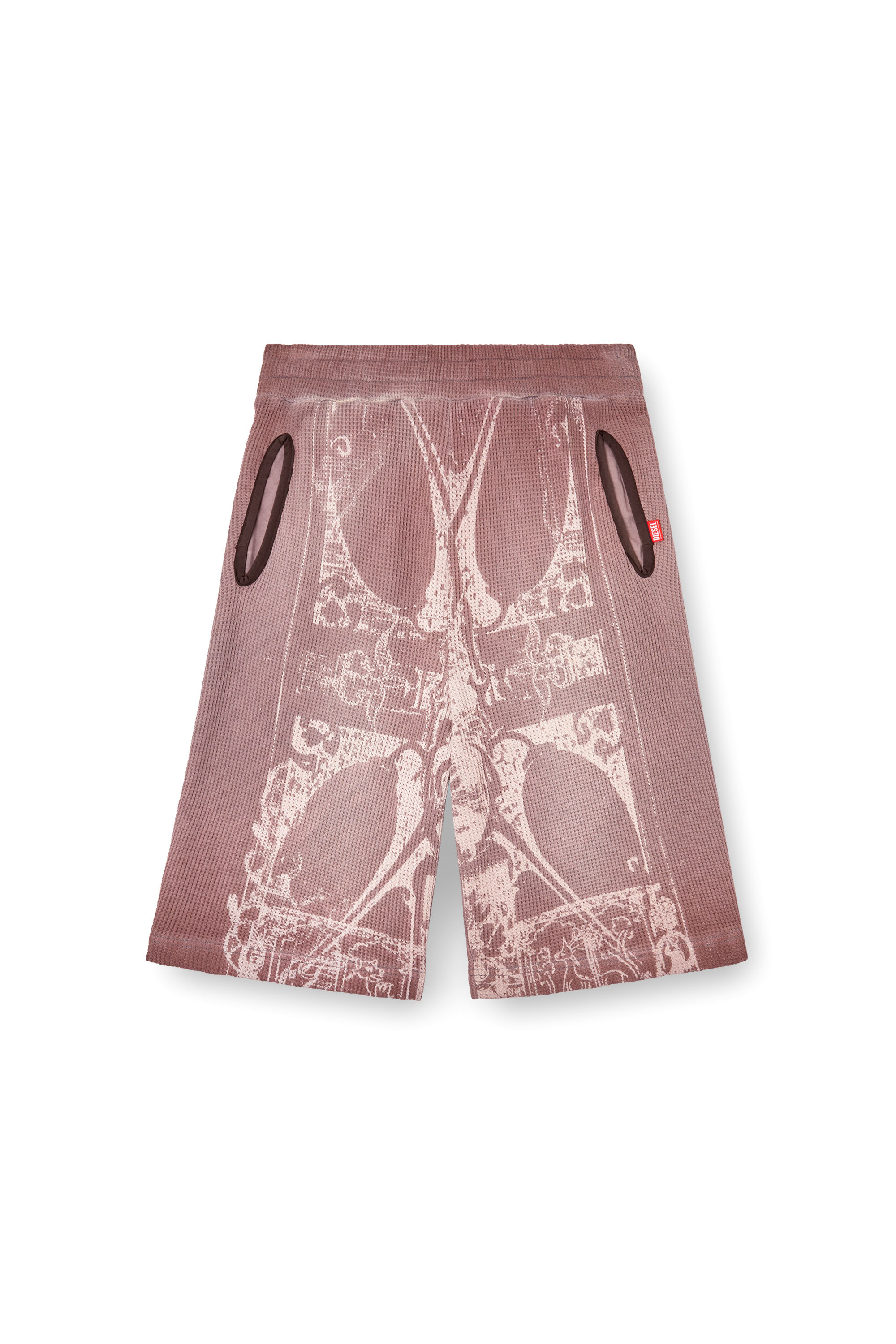 P-WARKY-SHORT, Violet Diesel - P-WARKY-SHORT, Man's Waffle shorts with medieval print in Violet - 2
