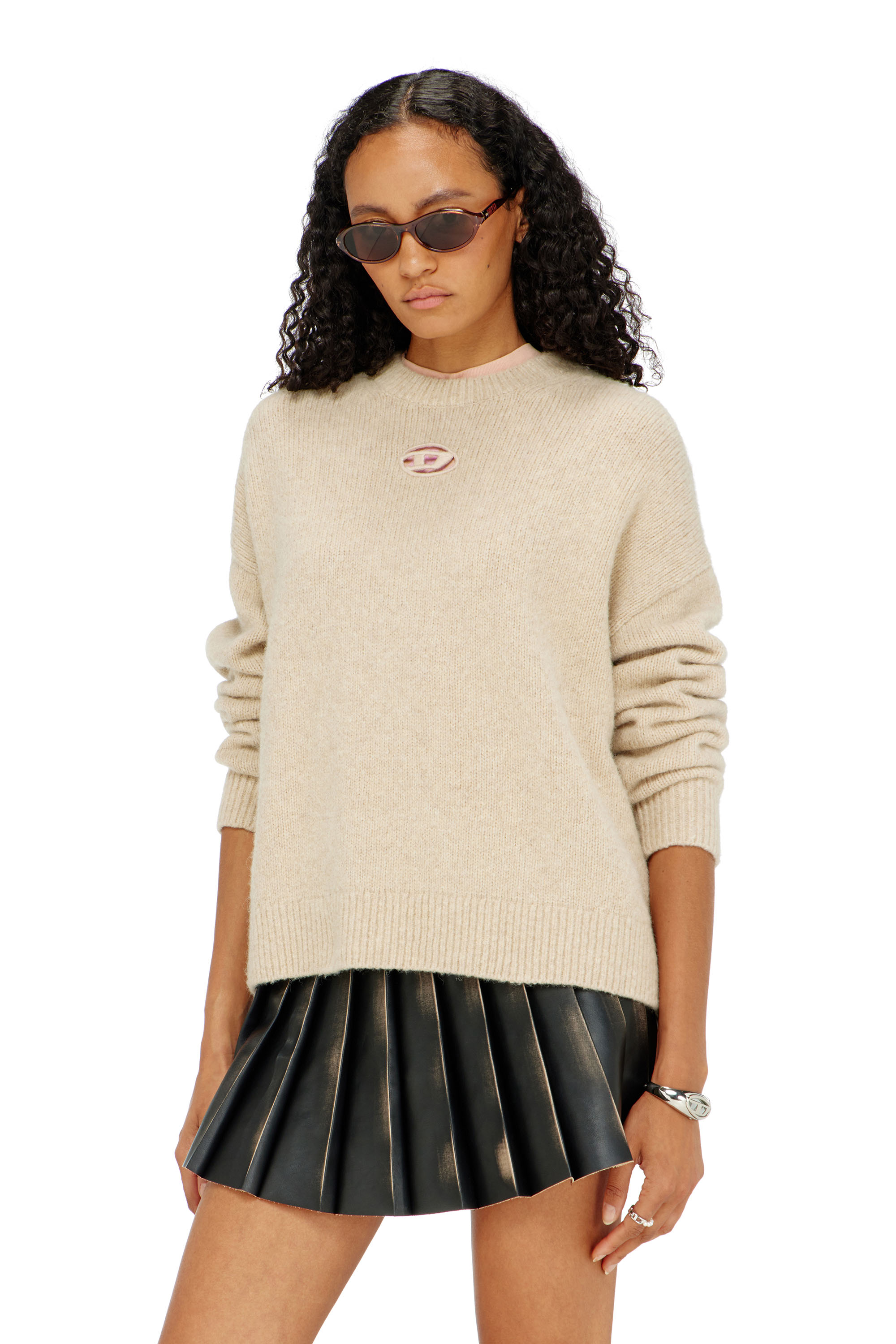 Diesel - M-AREETA, Woman's Jumper in wool and alpaca blend in Beige - 1