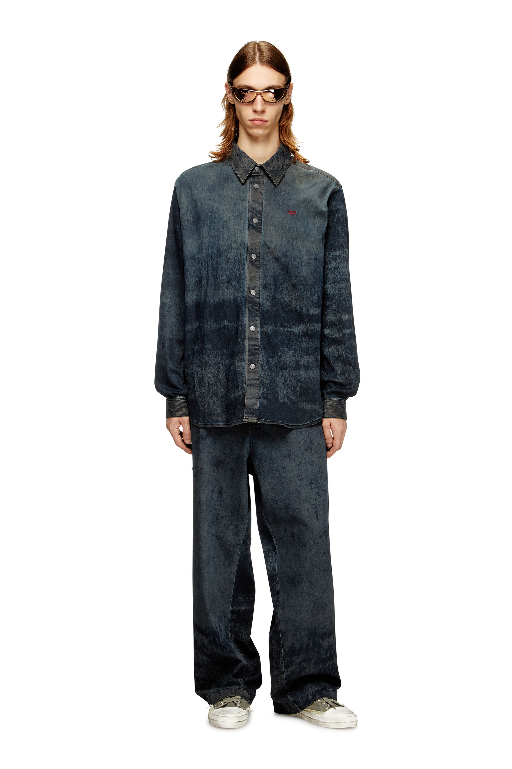 Diesel - S-SIMPLY-EPBS, Man's Cotton-blend shirt with logo in Black - 2