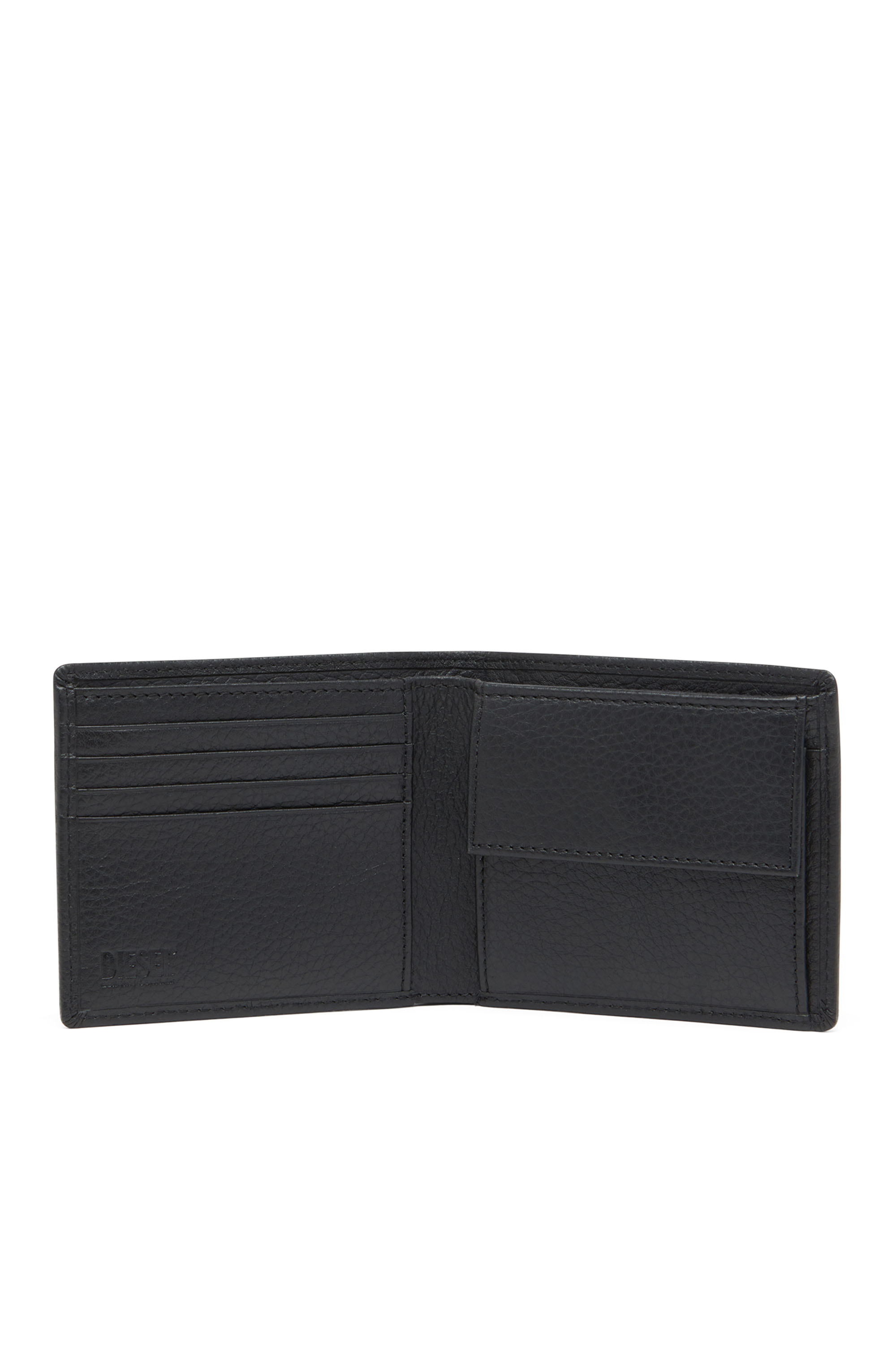 Diesel - BI FOLD COIN S, Man Bi-fold wallet in grainy leather in Black - Image 3