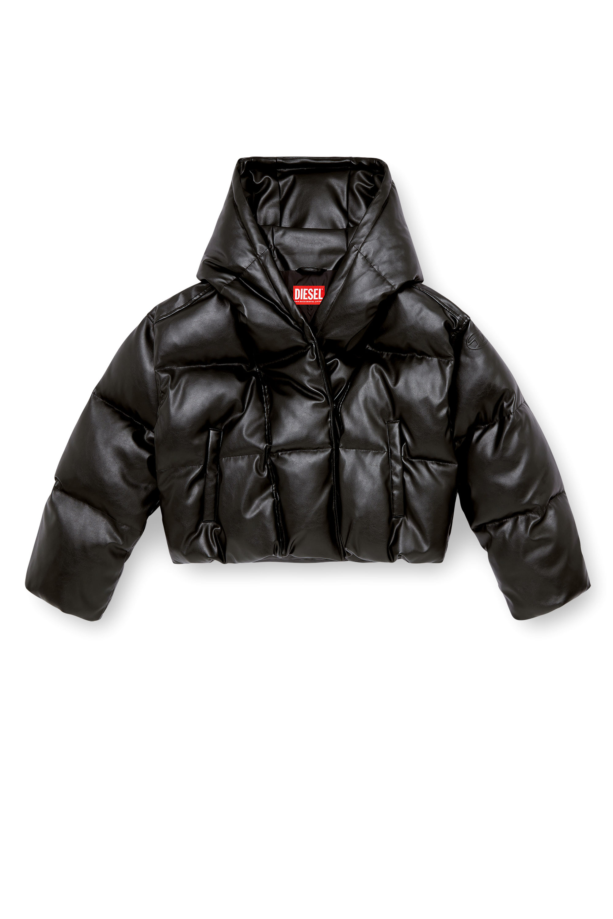 Diesel - W-ILLEY, Woman's Hooded puffer jacket in coated fabric in null - 3