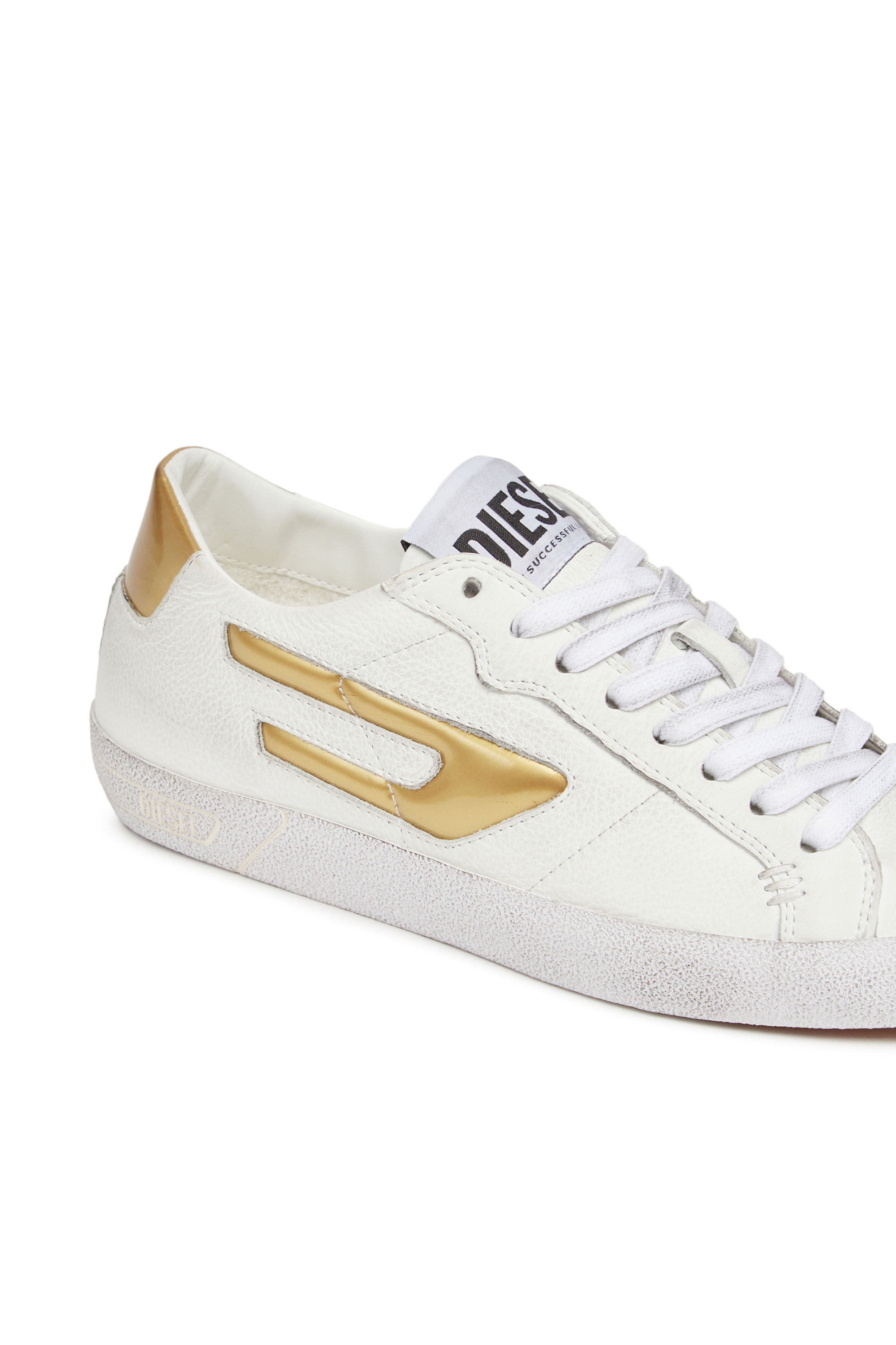 Diesel - S-LEROJI LOW W, Woman's S-Leroji Low W - Low-top sneakers with metallic D logo in White/Yellow - 6