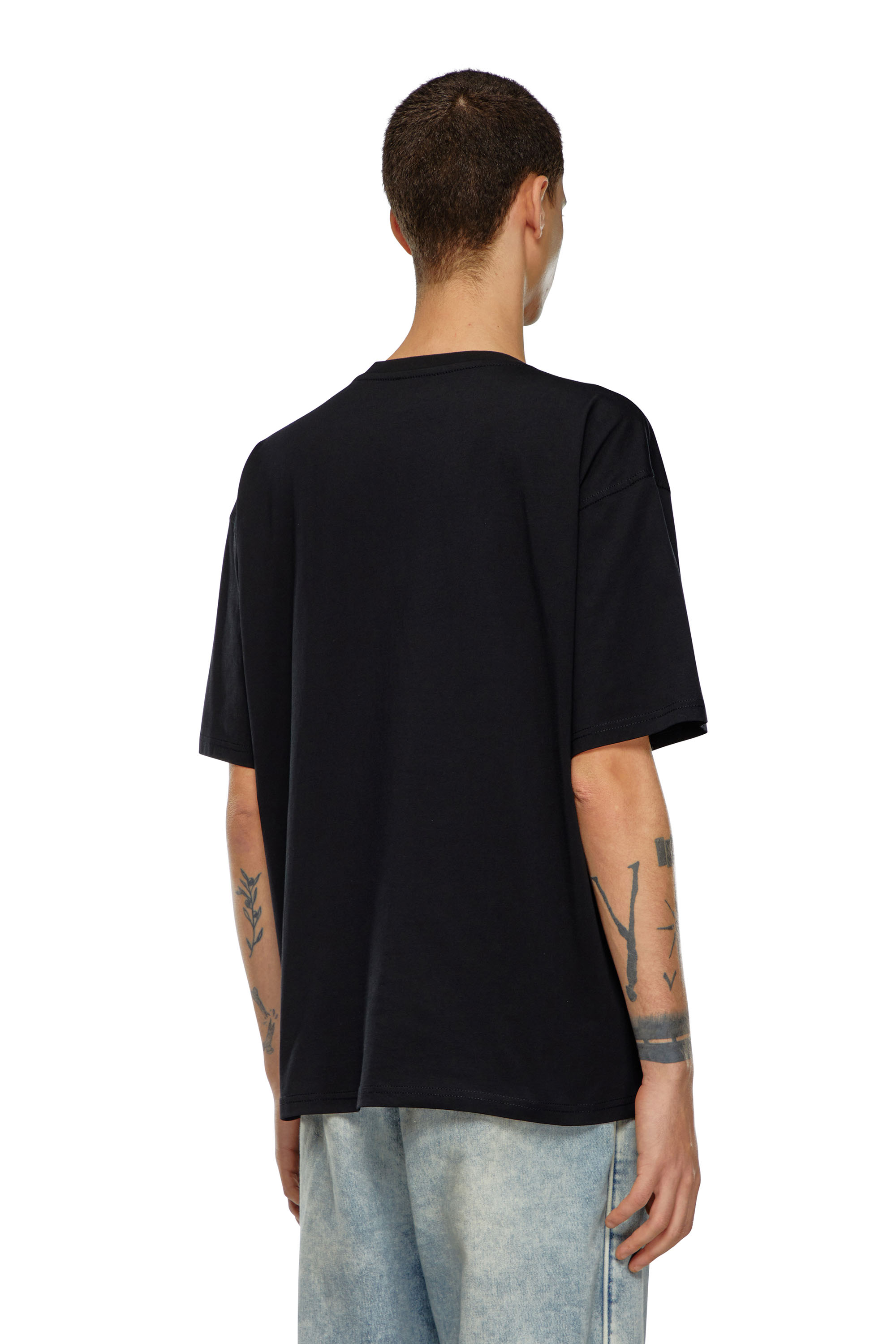 Diesel - T-BOXT-D, Unisex T-shirt with embroidered D patch in Black - Image 3