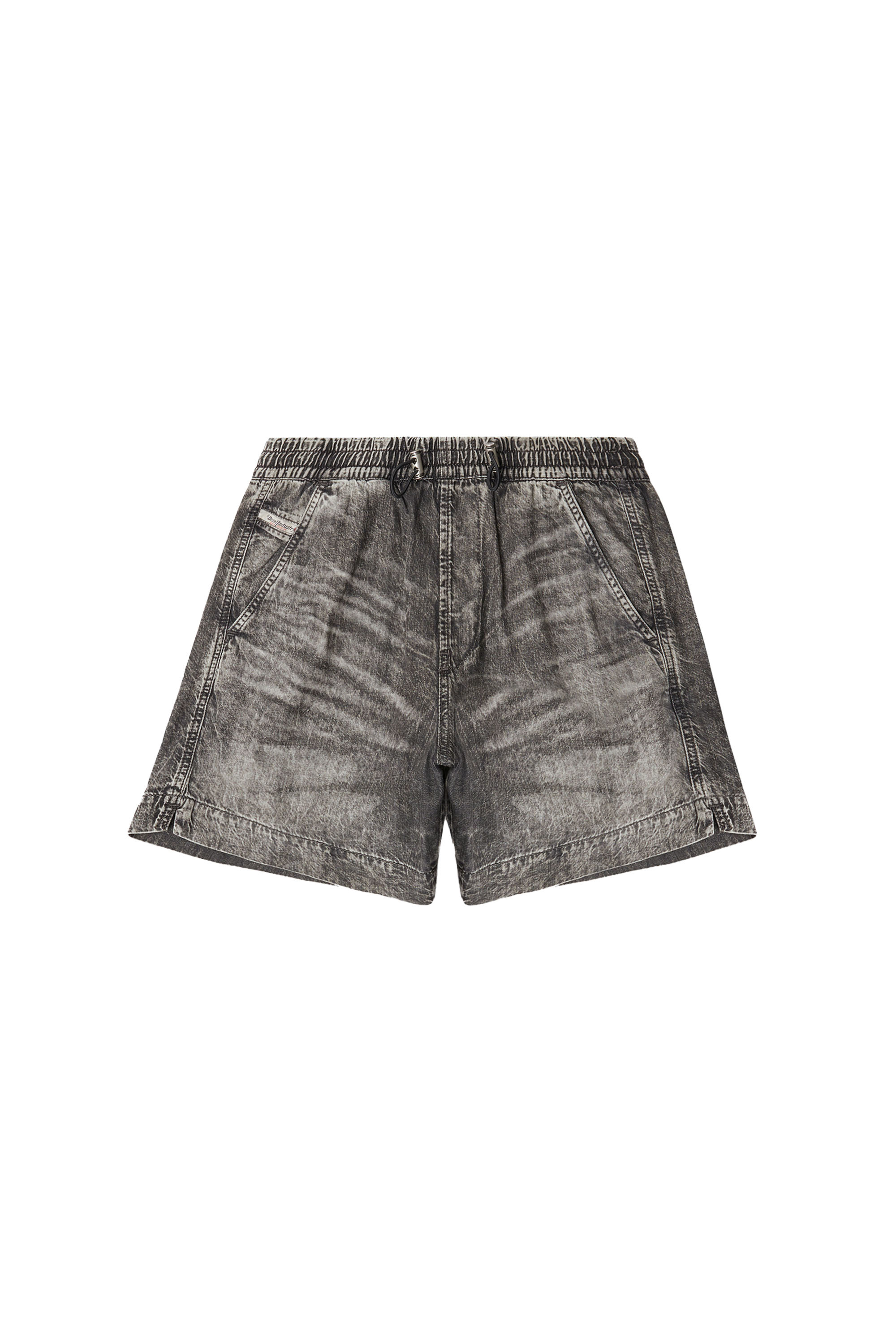 Diesel - D-TENNI-S1, Unisex's Shorts in marbled denim in Black - 3