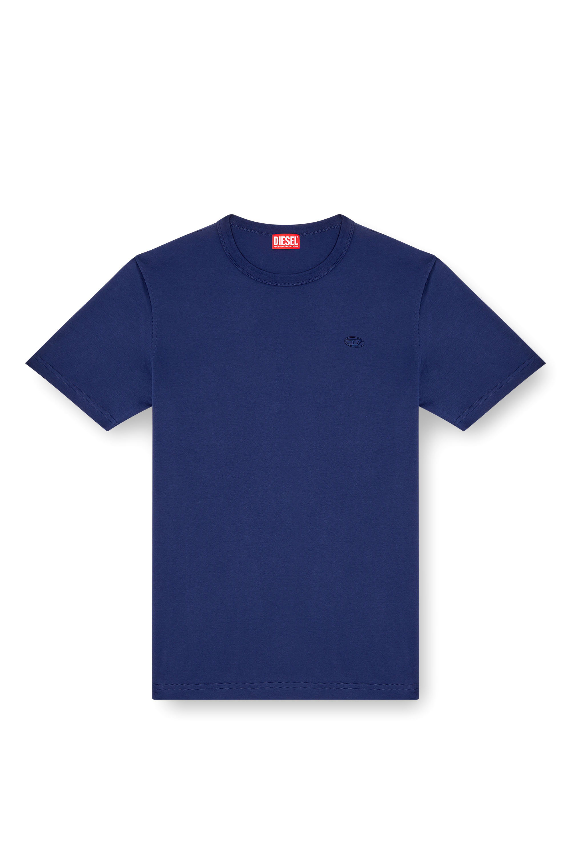 Diesel - T-ADJUST-SLITS-R17, Man's T-shirt with tonal logo embroidery in Night Blue - 2