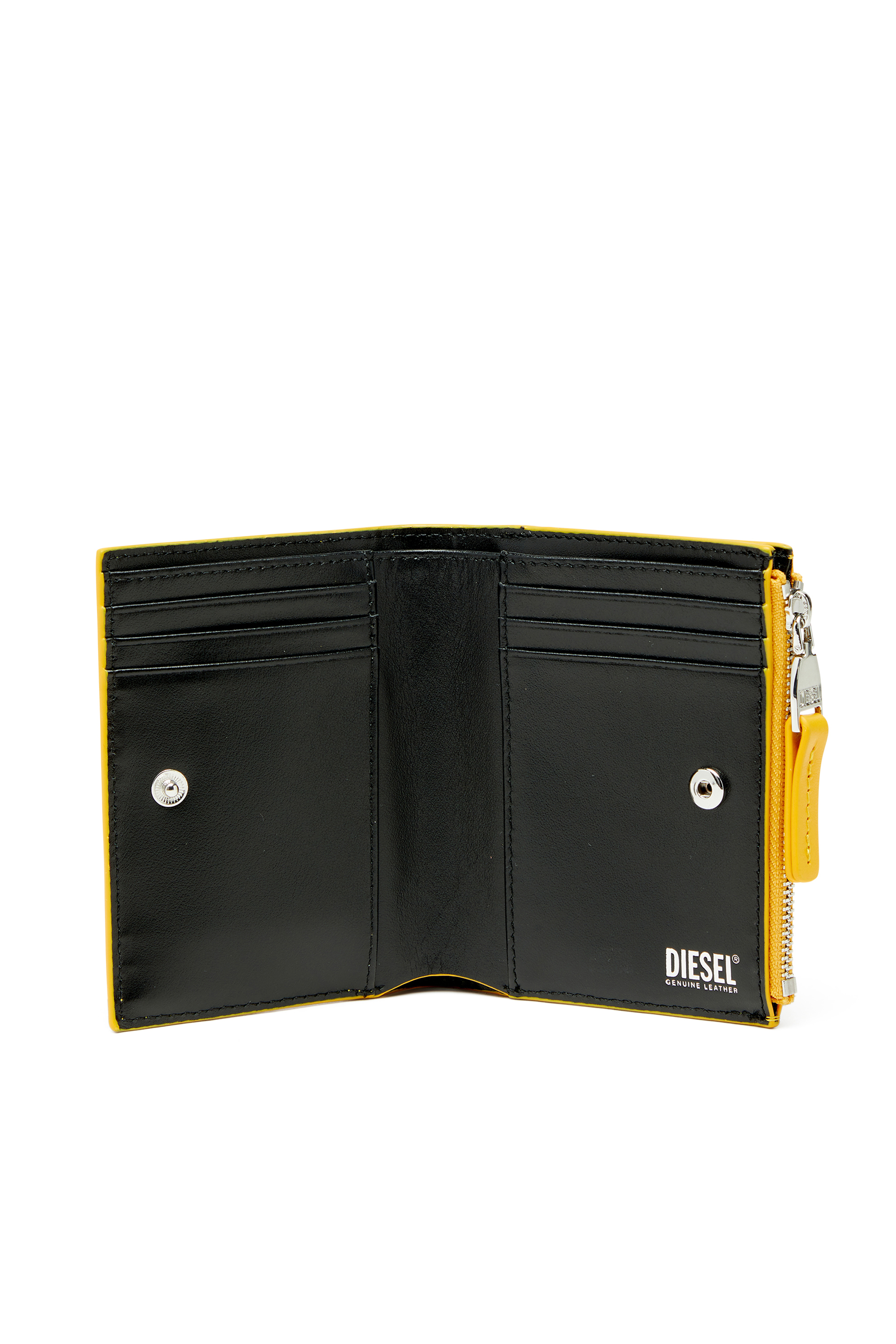 Diesel - 1DR BI-FOLD ZIP II, Woman's Small bi-fold wallet in leather in Yellow - 3