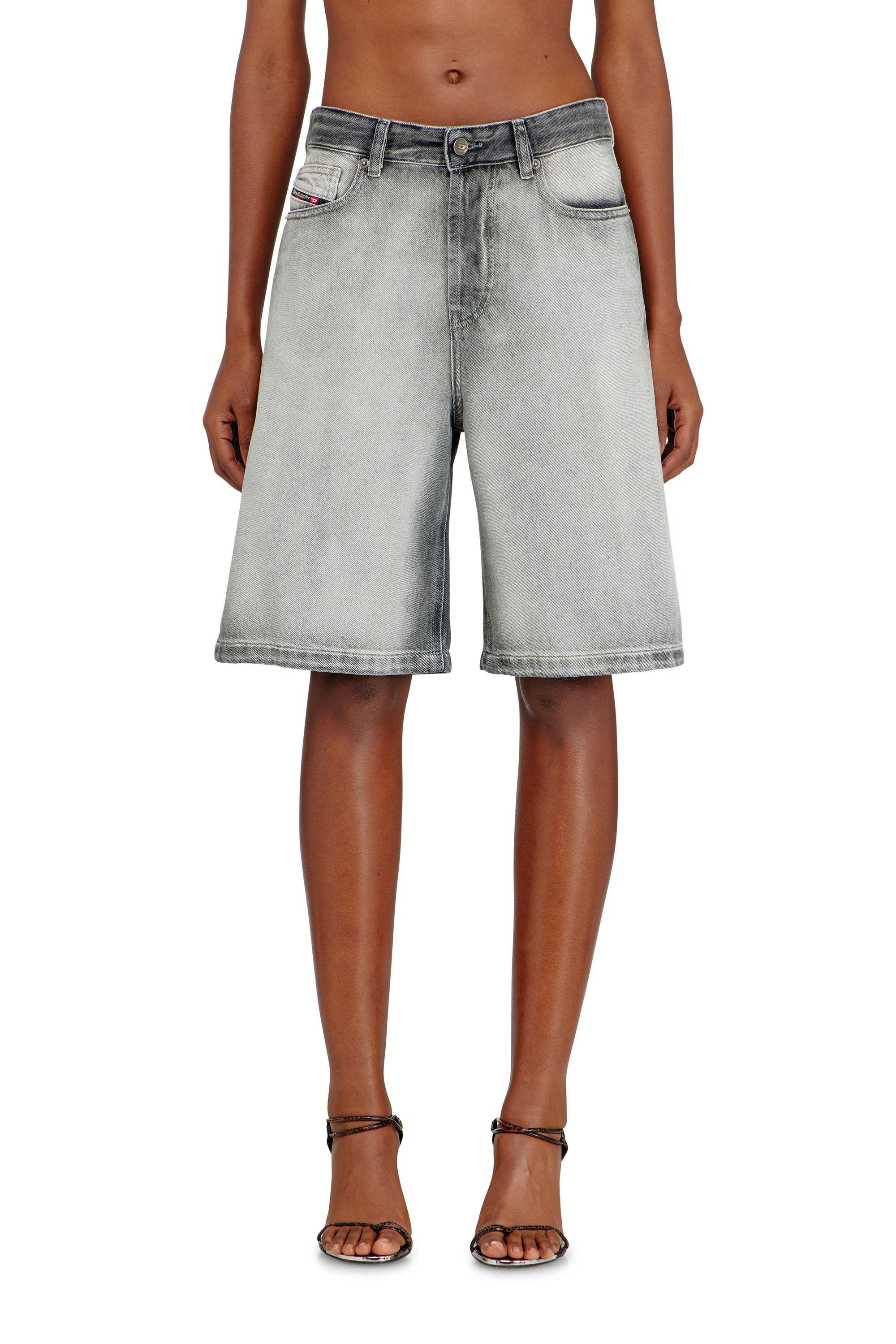 Diesel - DE-SIRE-SHORT-FSI, Woman's Shorts in soft skeleton denim in Grey - 1