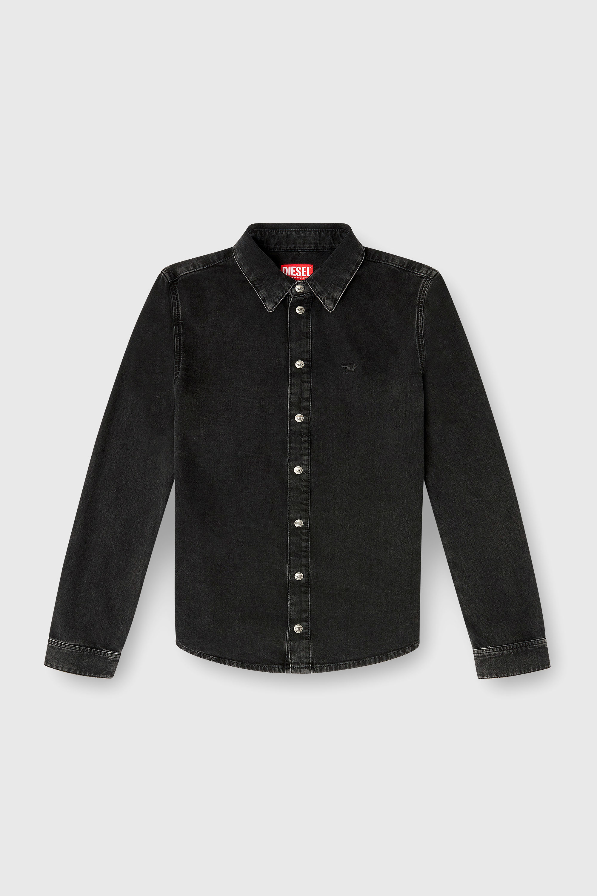 Diesel - DE-EAZY, Woman's Denim shirt with contrasting stitching in Black - 2