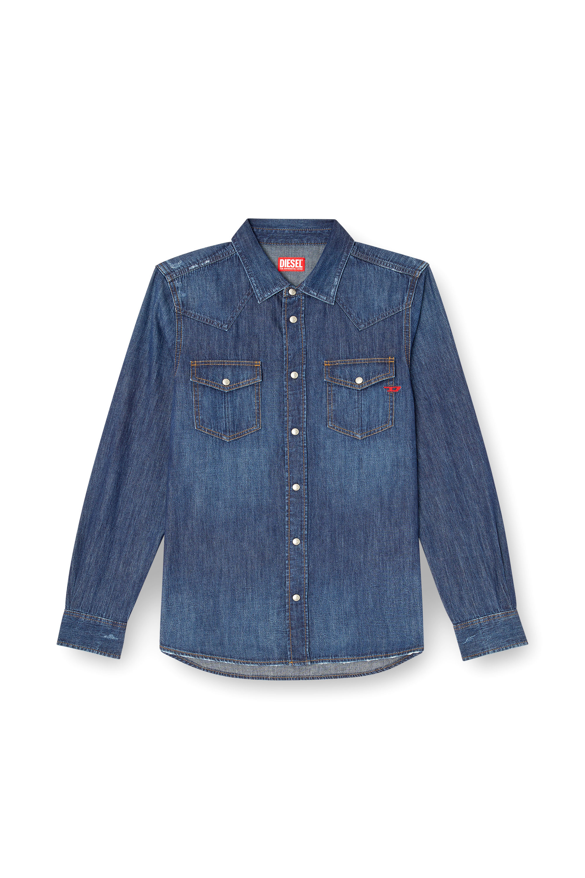 Diesel - D-VEGA, Man's Denim overshirt in Dark Blue - 2