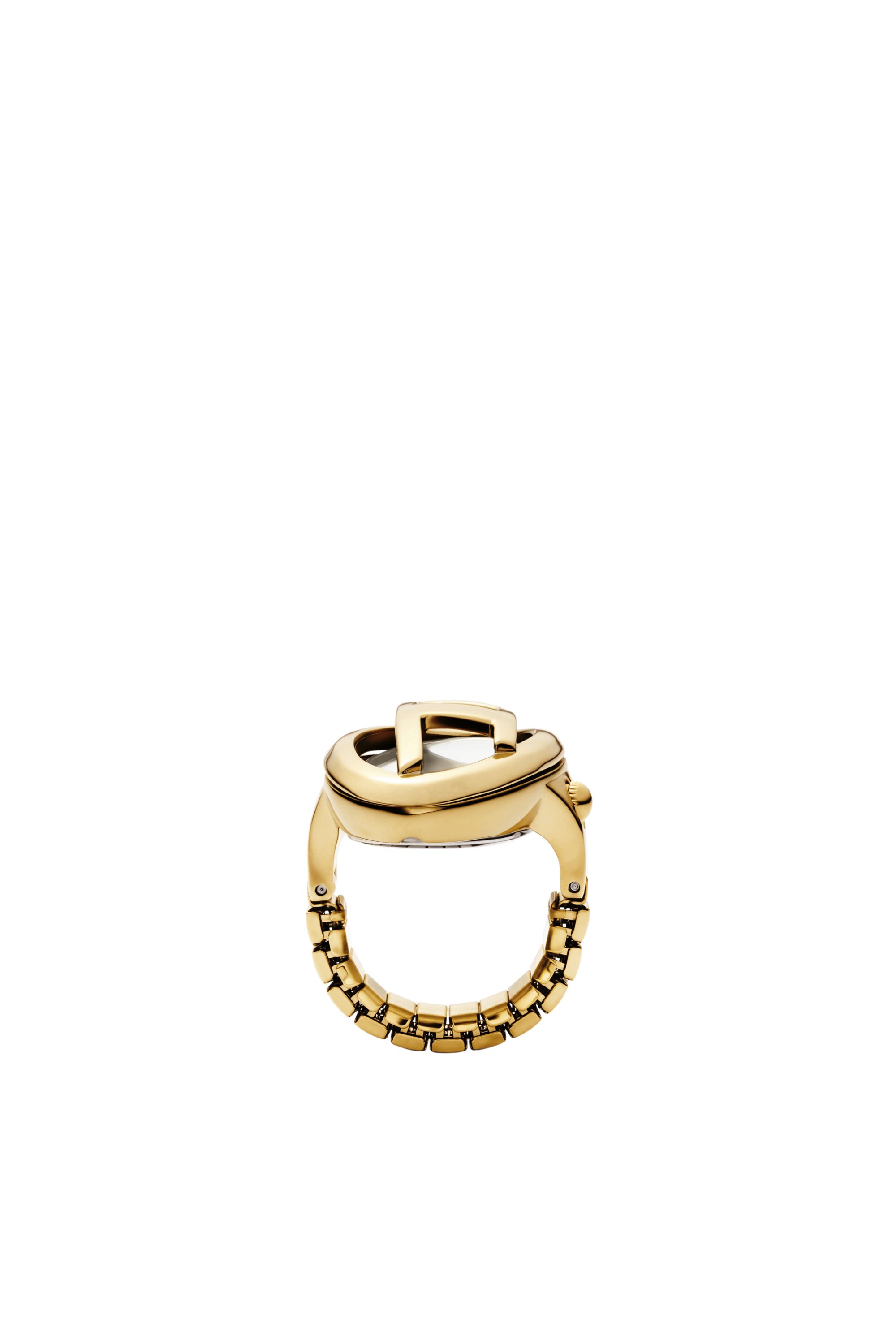 Diesel - DZ5626 WATCH, Woman's D-Era gold-tone stainless steel ring watch in Gold - 4