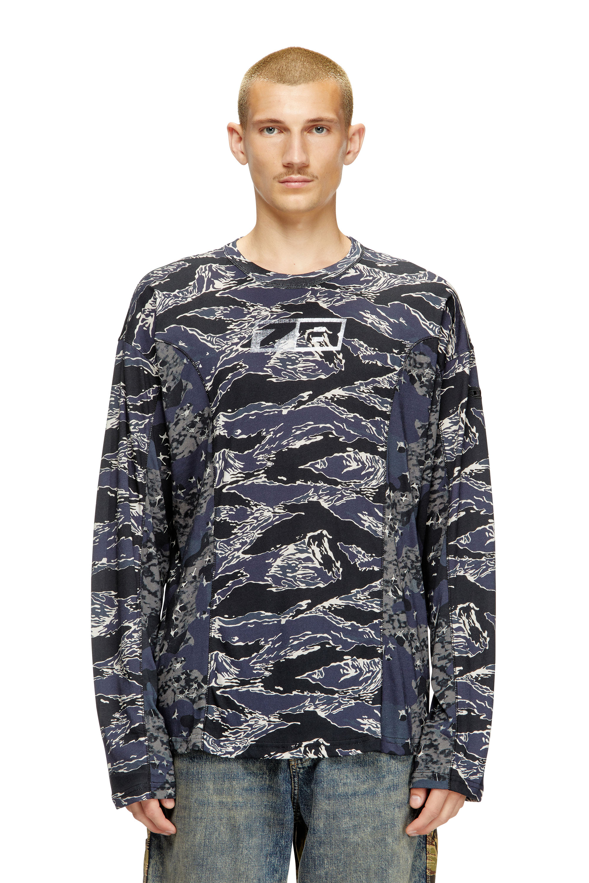 Diesel - T-BOXT-LS-CURT, Man's Long-sleeve T-shirt with mixed camo prints in null - 1