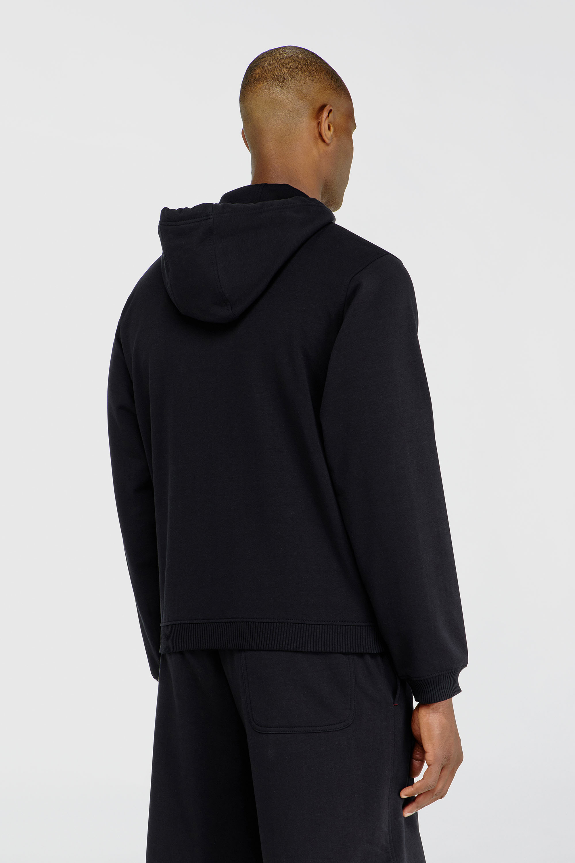 Diesel - JOY-D-CORE, Man's Hoodie in peached cotton blend in Black - 4