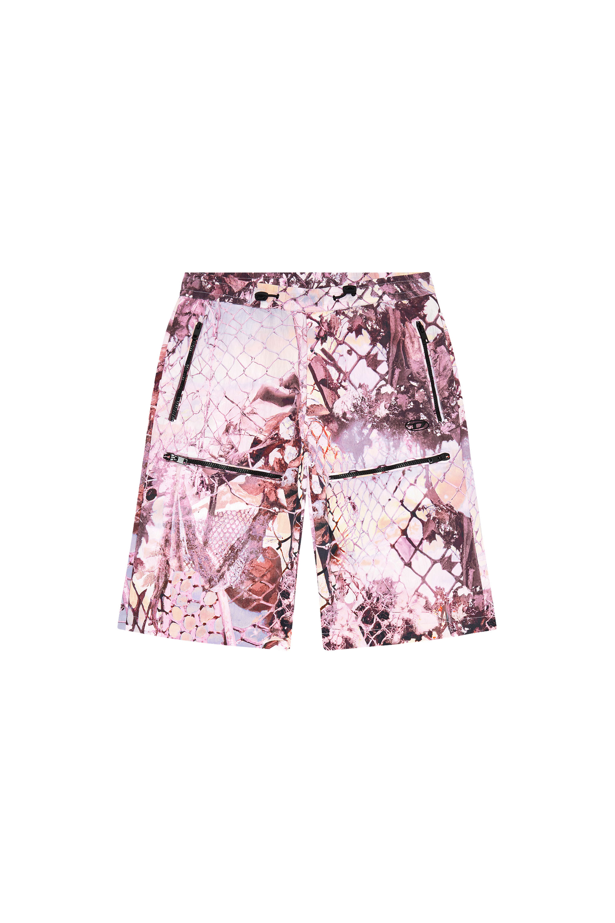 Diesel - P-MCKELL-SHORT-A, Man's Nylon cargo shorts with abstract print in Pink - 2