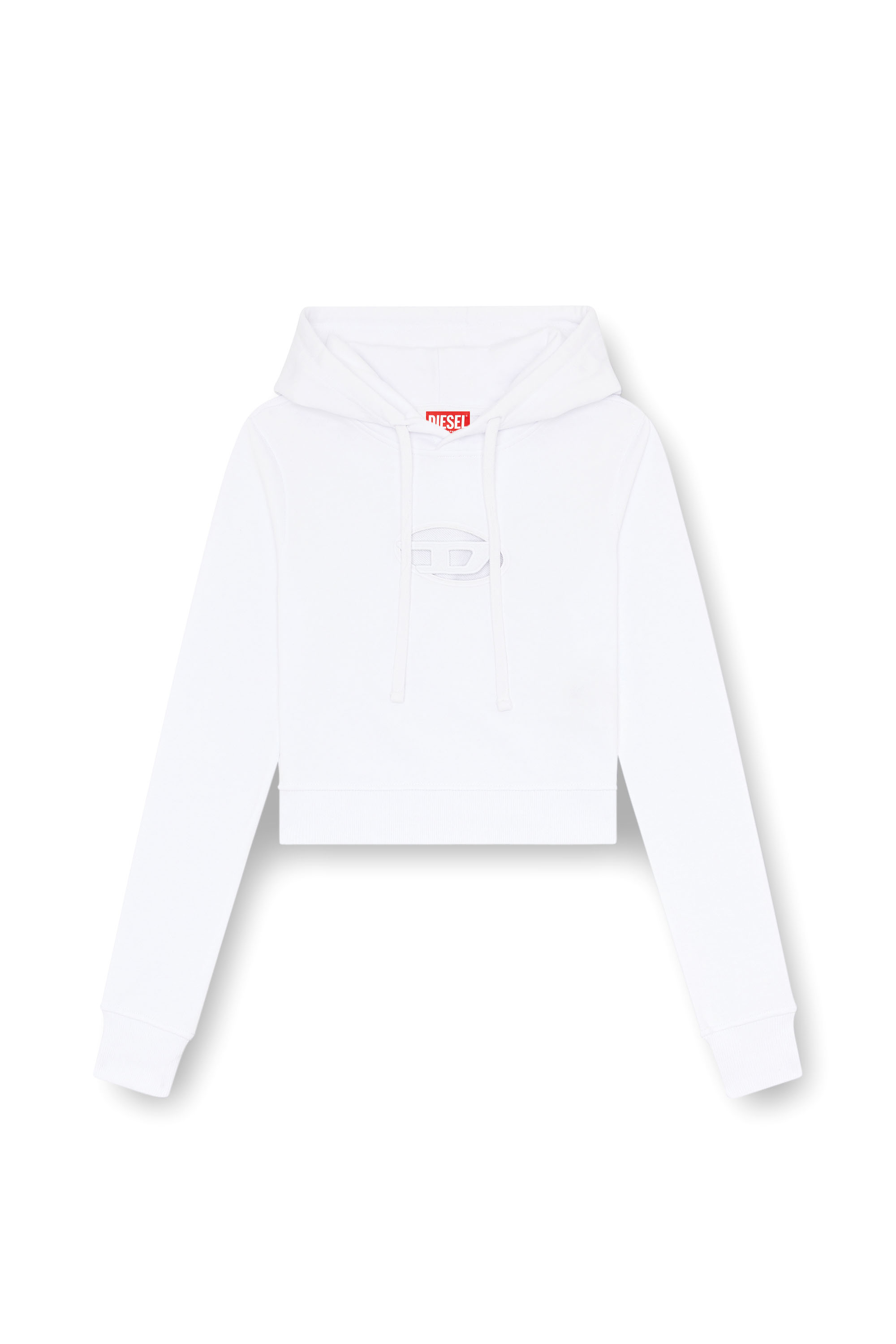 Diesel - F-SLIMMY-HOOD-OD, Woman Hoodie with cut-out Oval D Logo in White - Image 4