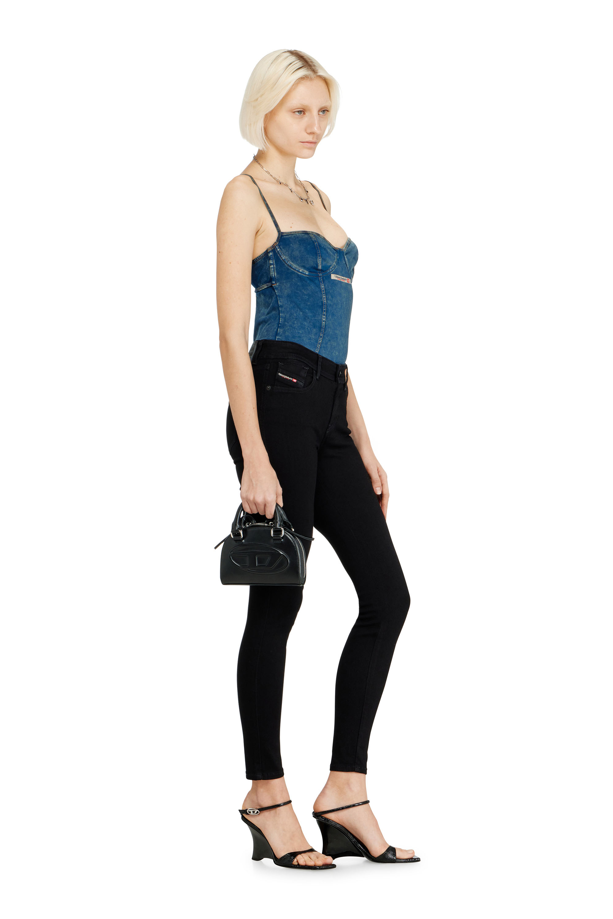 Diesel - Woman's Skinny Jeans 2017 Slandy 069EF, Black/Dark grey - 2